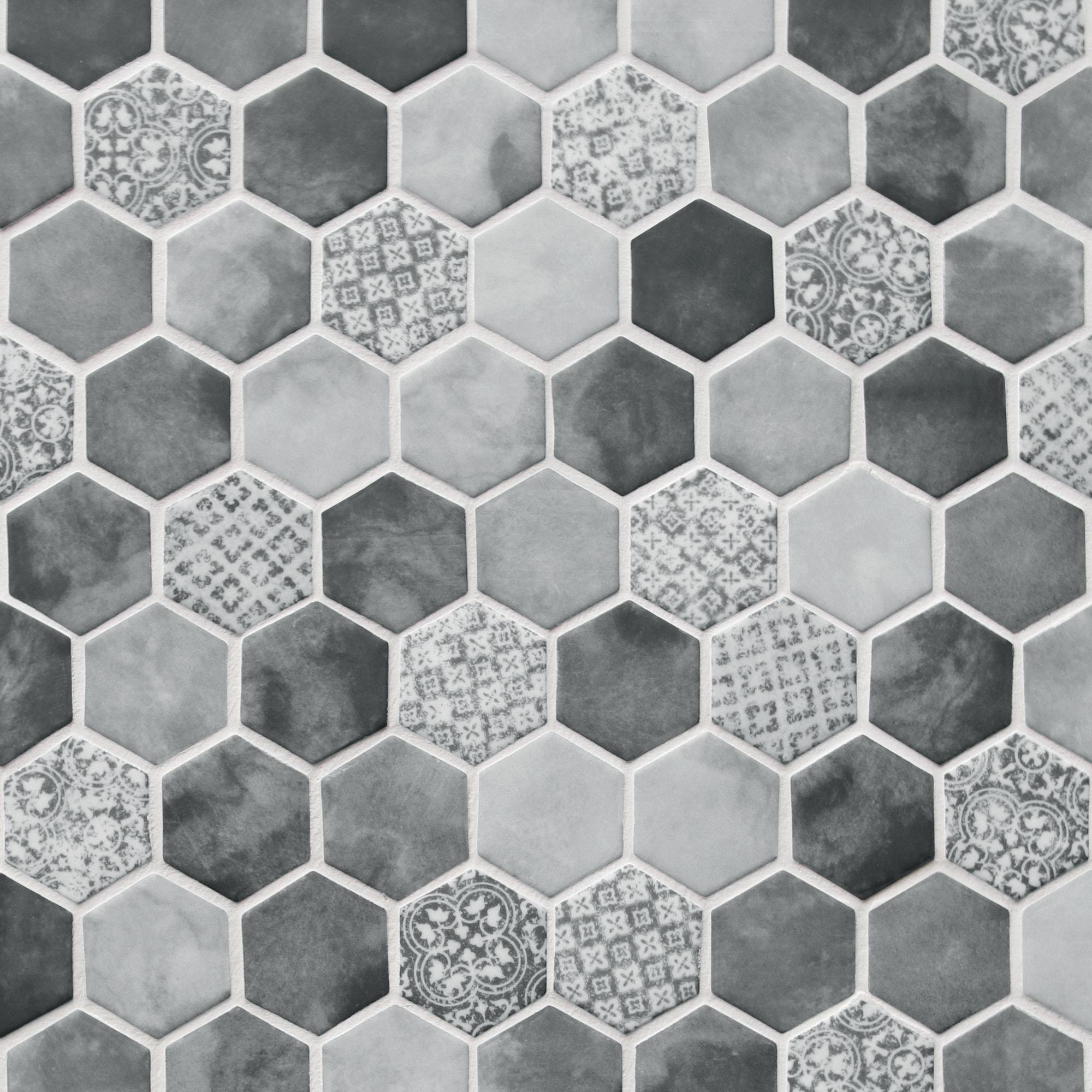 Sunwings 11.7" x 10.2" Recycled Glass Honeycomb Wall & Floor Tile