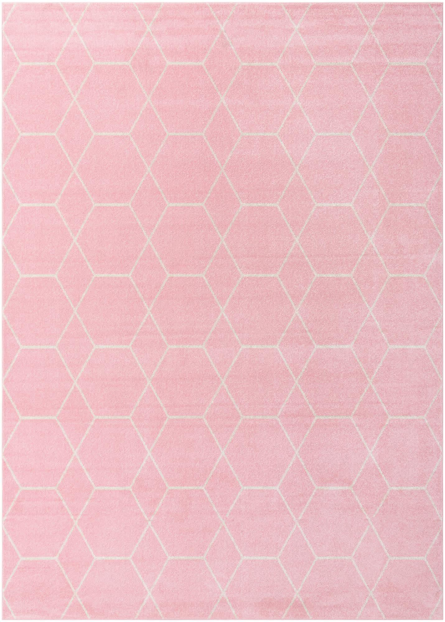 Unique Loom 8' 0 x 11' 0 Trellis Frieze Geometric Light Pink Area Rug