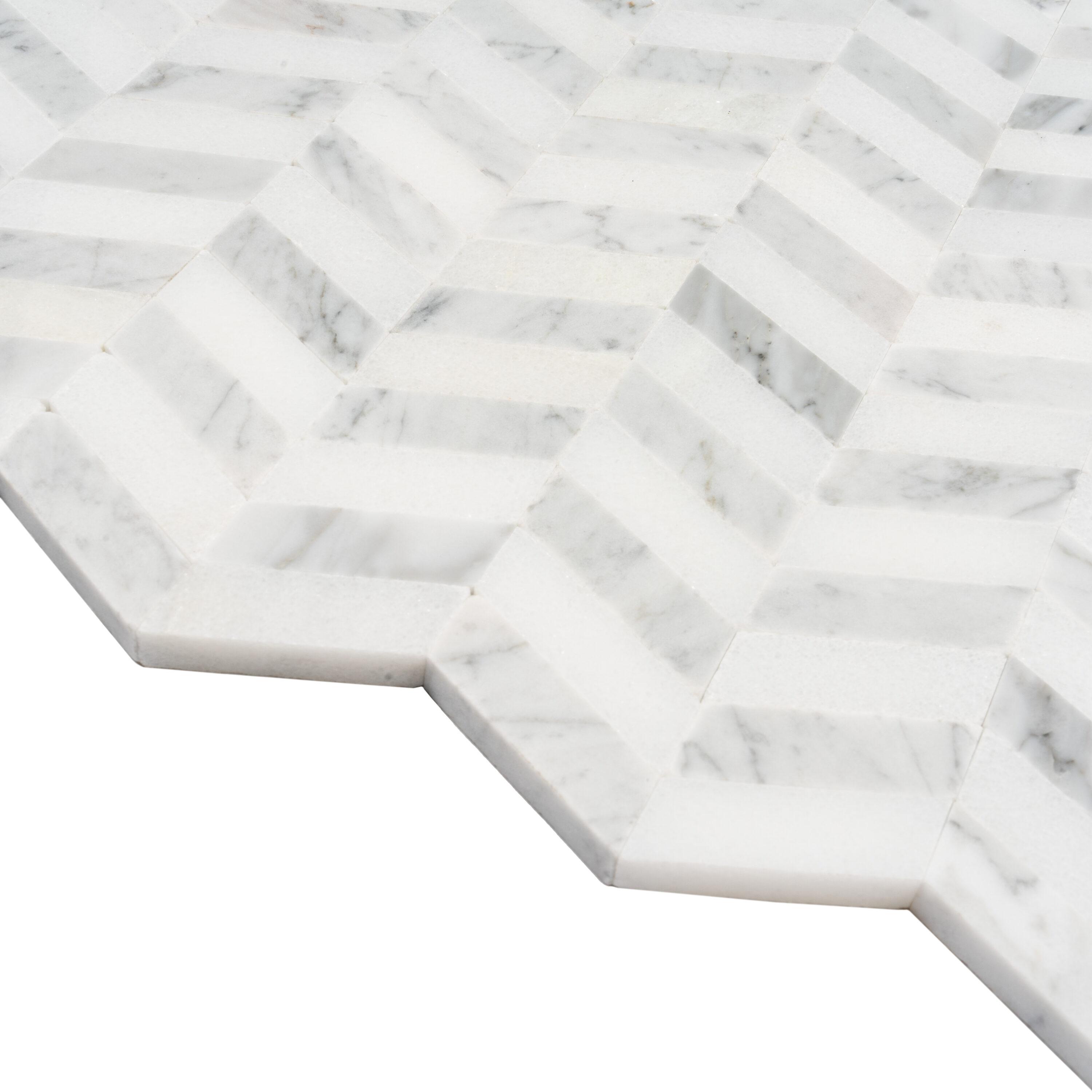 Apollo Tile   5 Pack White and Gray 11.4-in. x 13-in. Chevron Polished Marble Mosaic Tile (5.15 Sq ft/case)