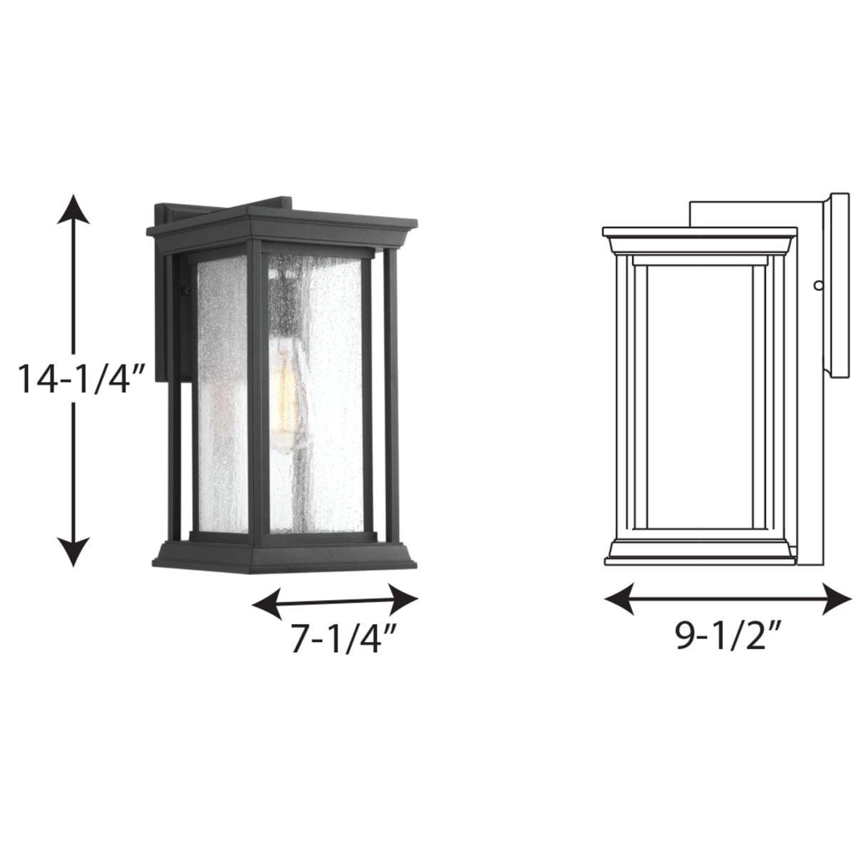 Progress Lighting Endicott 1-Light Outdoor Wall Lantern, Porcelain, Textured Black, Linen Glass Shade