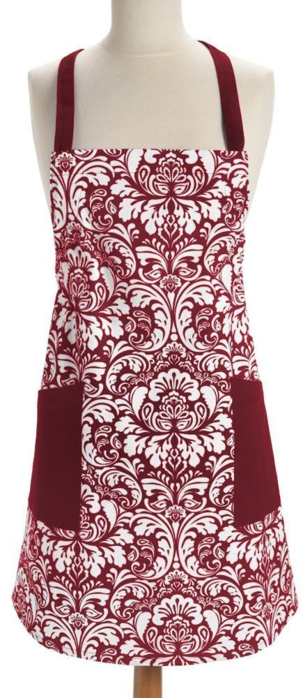 Design Imports  Damask 2 Pocket Printed Apron Wine