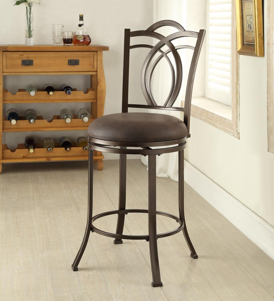 Lockridge Swivel Metal Leg Stool With Faux Leather Stool