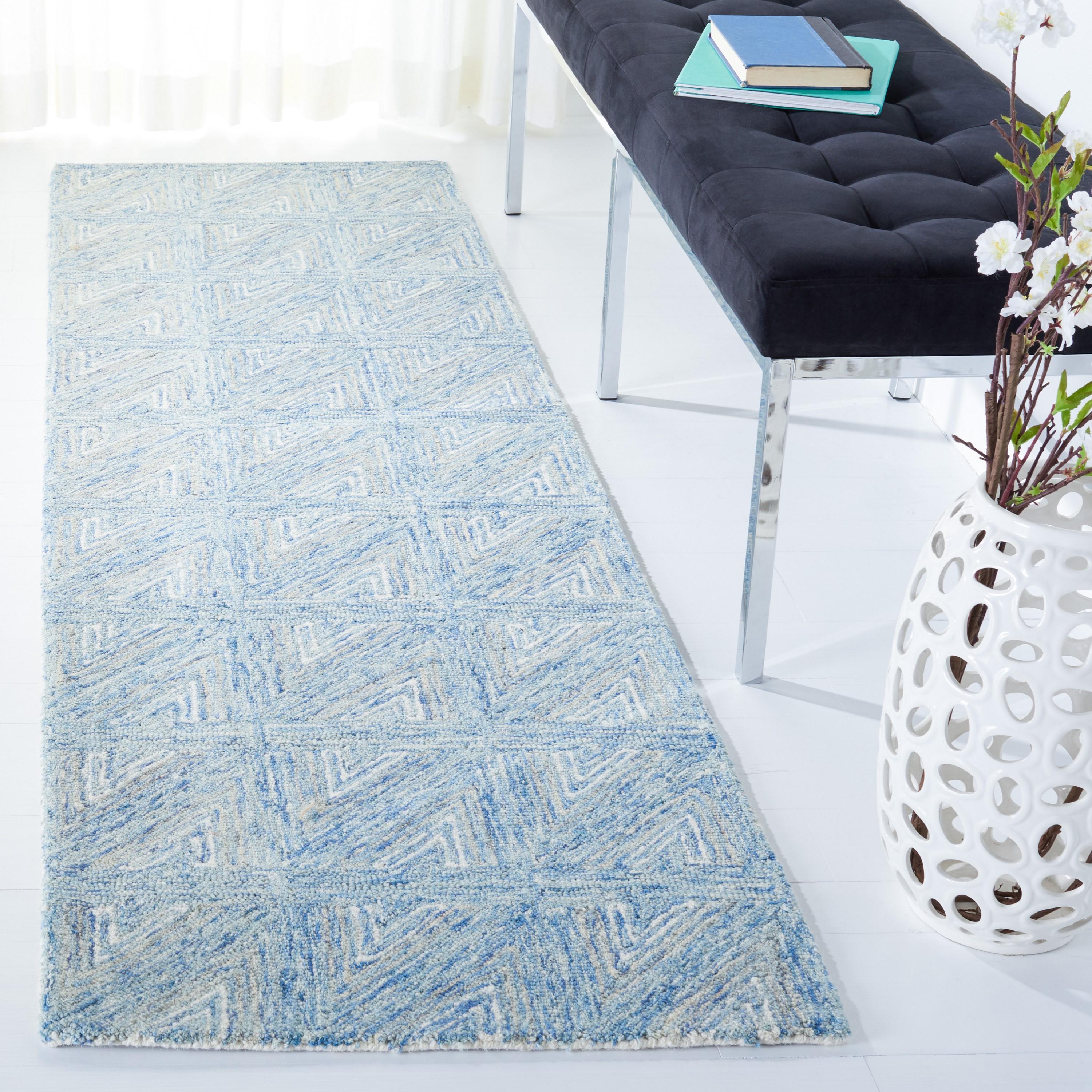 Abstract ABT653 Hand Tufted Runner Rug - Blue/Beige - 2'3"x8' - Safavieh.