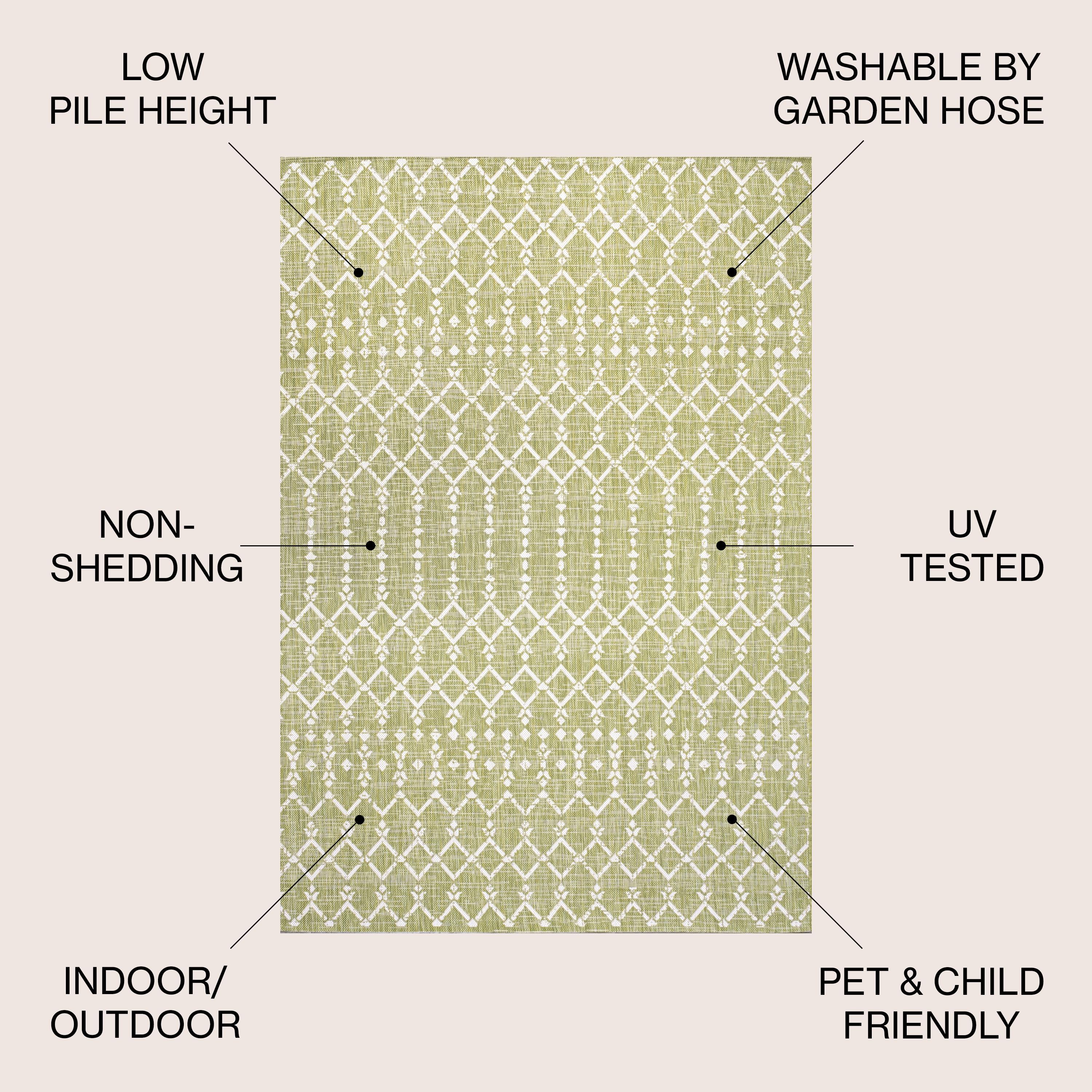 9' x 12' Ourika Moroccan Geometric Textured Weave Indoor/Outdoor Area Rug, Light Green/Cream - JONATHAN Y