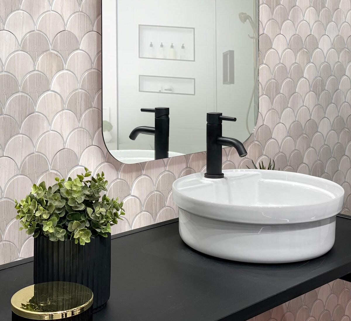 Apollo Tile    Gray 11.8-in. x 11.8-in. Scalloped Polished Marble Mosaic Floor and Wall Tile (4.83 Sq ft/case)