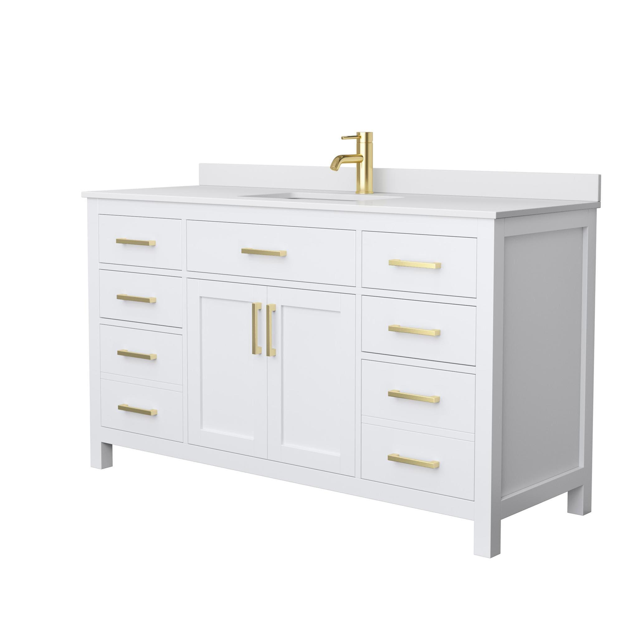 Beckett 60" Freestanding Single Bathroom Vanity with Cultured Marble Top