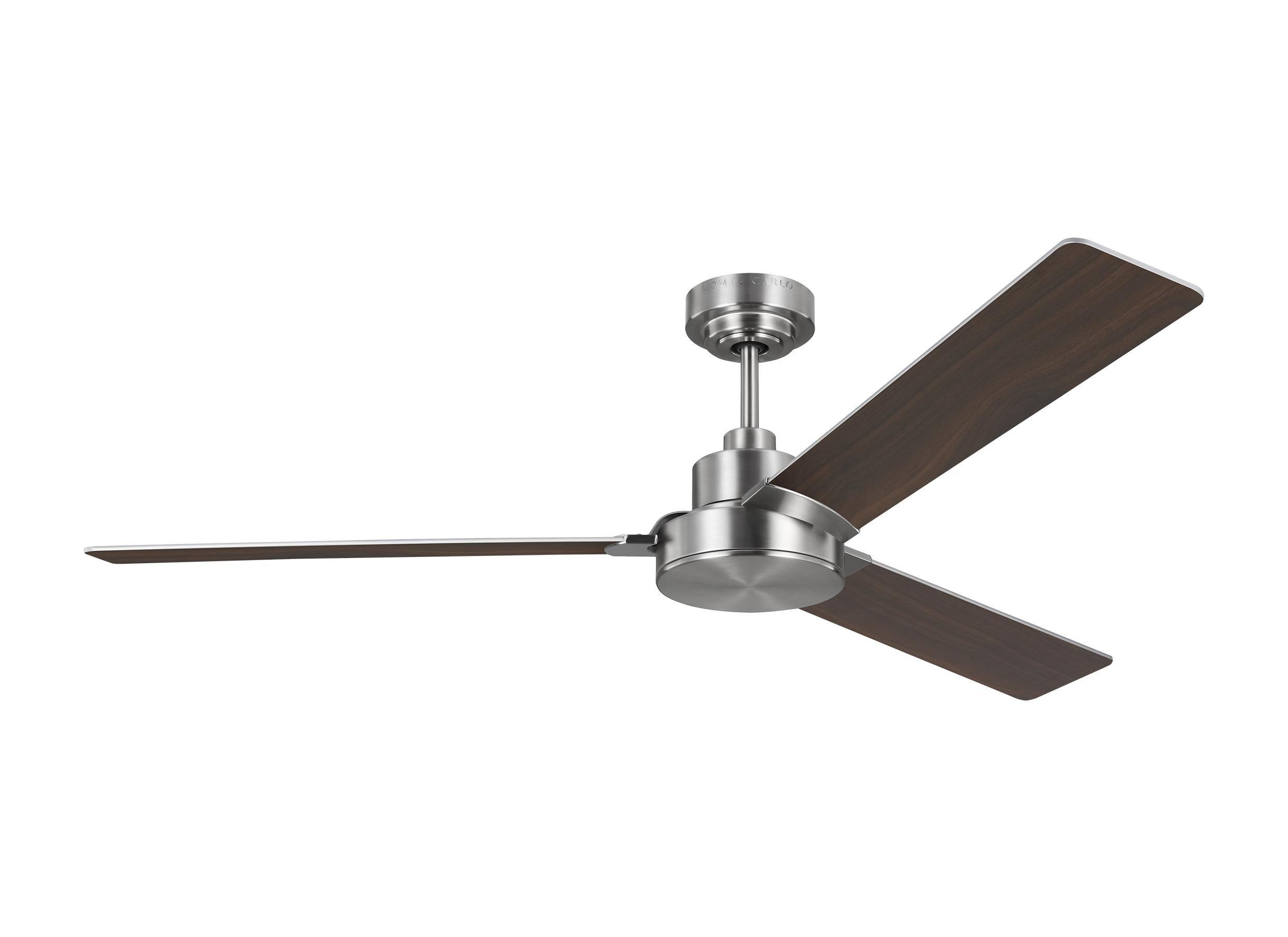 Generation Lighting Jovie 58-in Brushed Steel with Silver/American Walnut reversible blades Blades Propeller Ceiling Fan Without Light ( 3 -Blade )