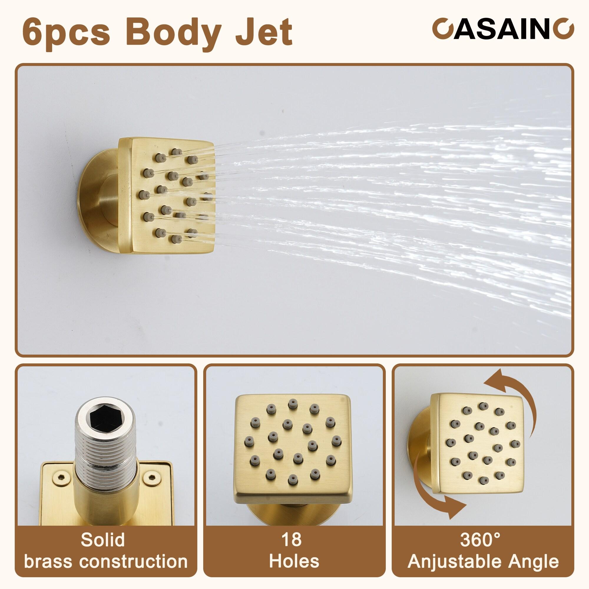 3 Functions 12 Inch Wall Mount Thermostatic Shower System with 6 Body Jets