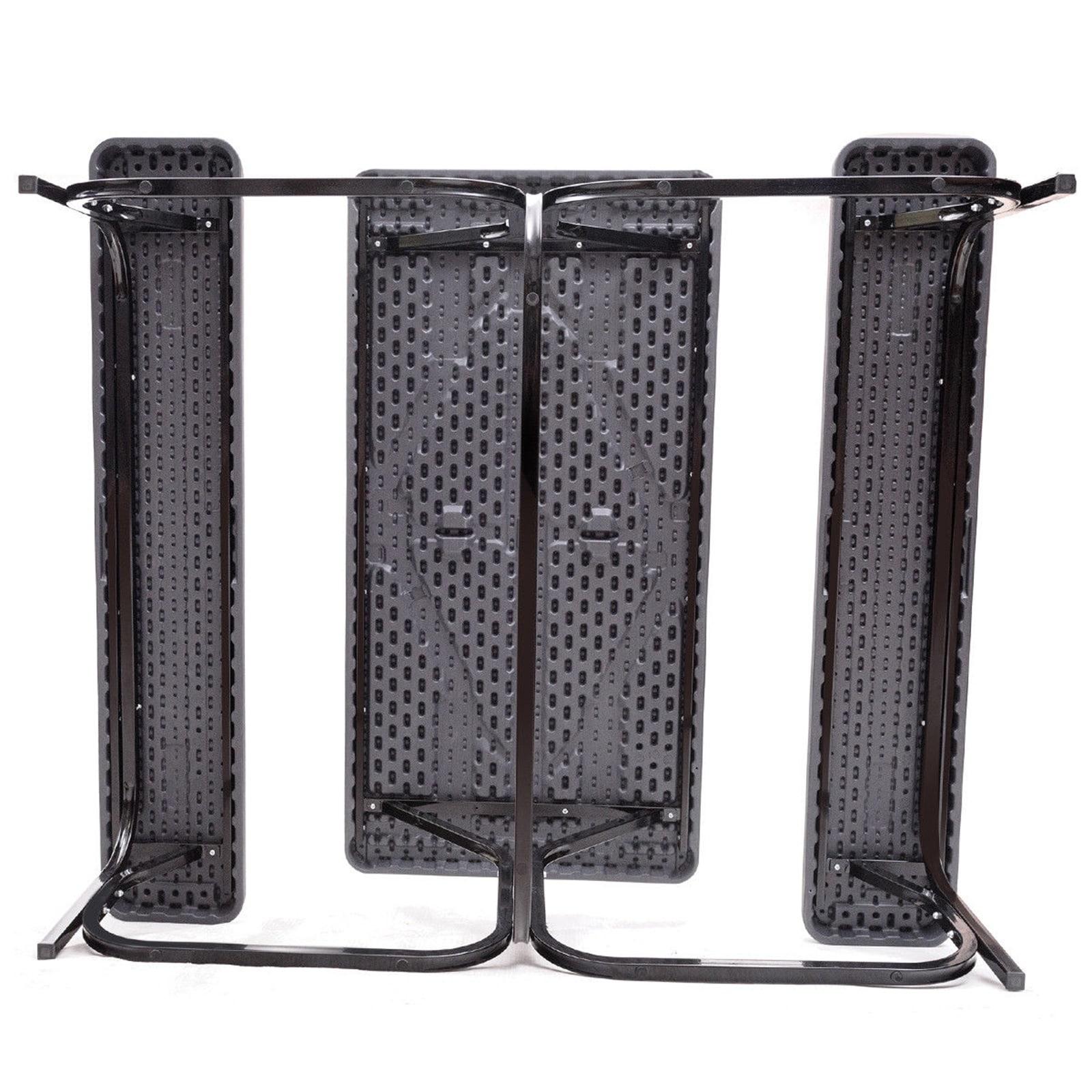 Kepooman Picnic Table, Camping Table, HDPE Outdoor Picnic Table Bench Set with Metal Base-Black