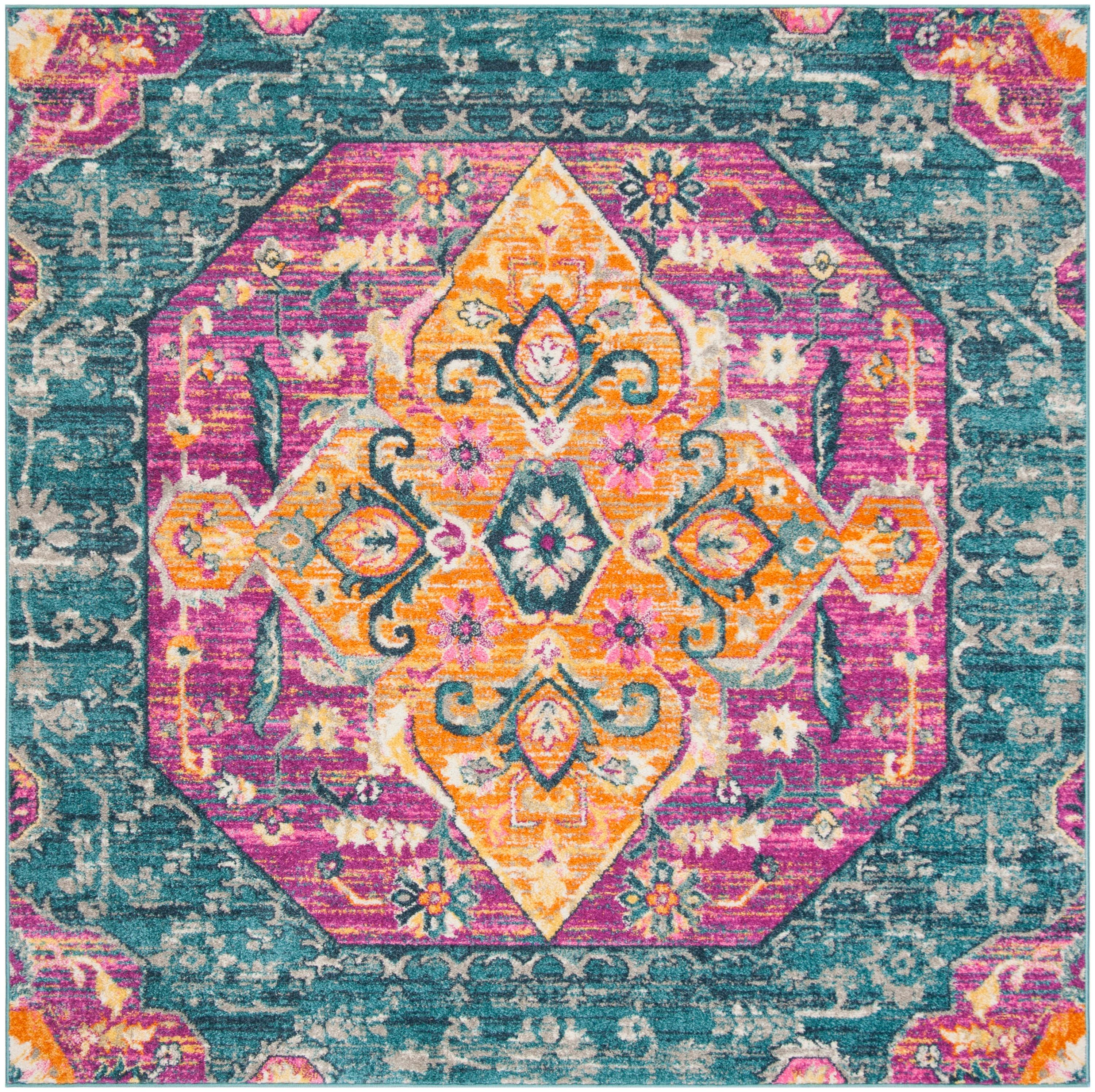 Madison MAD119 Power Loomed Indoor Area Rug - Blue/Fuchsia - 6'7"x6'7" - Safavieh.