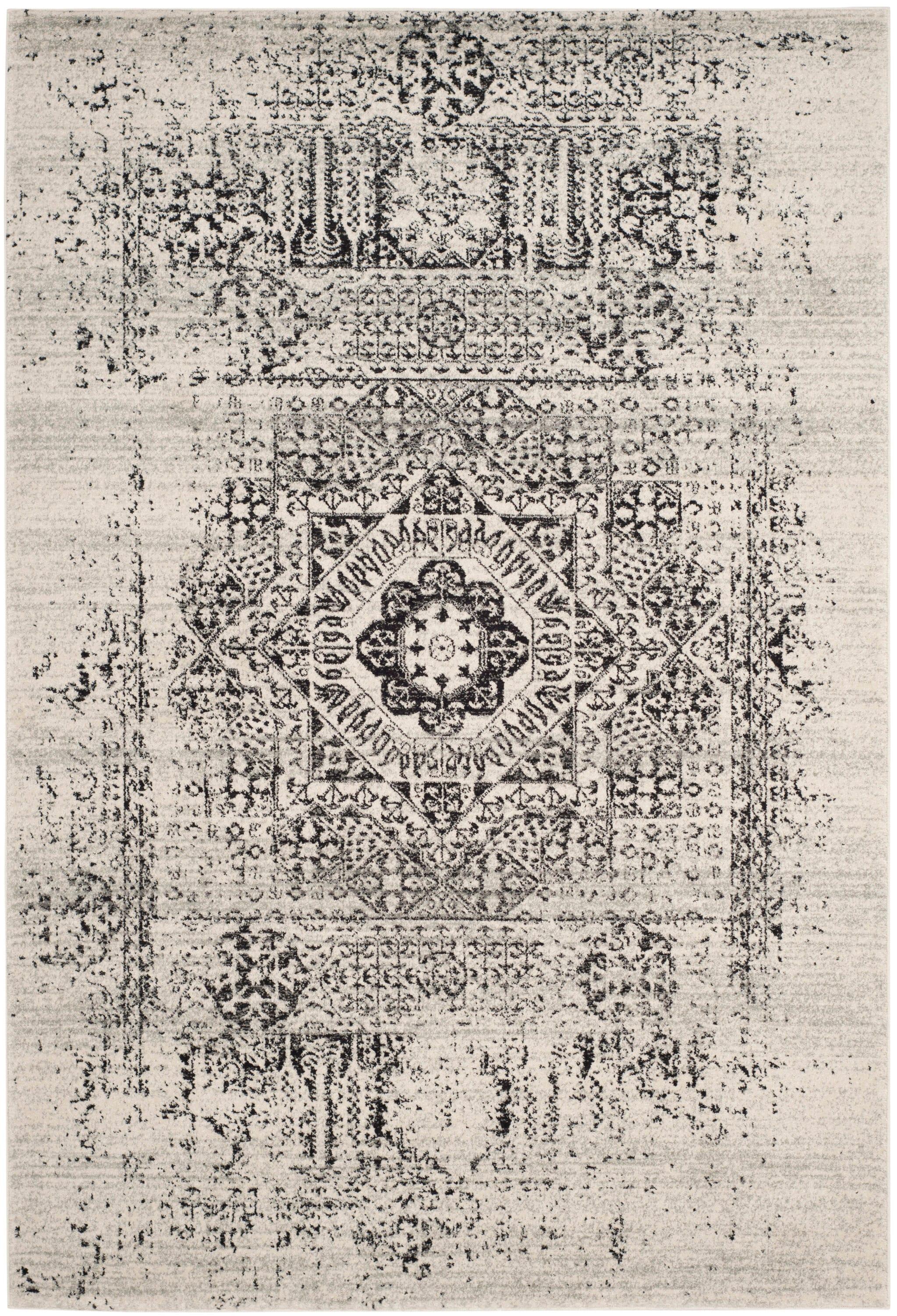 Evoke EVK260 Power Loomed Area Rug Ivory / Black 4' X 6' - Safavieh.