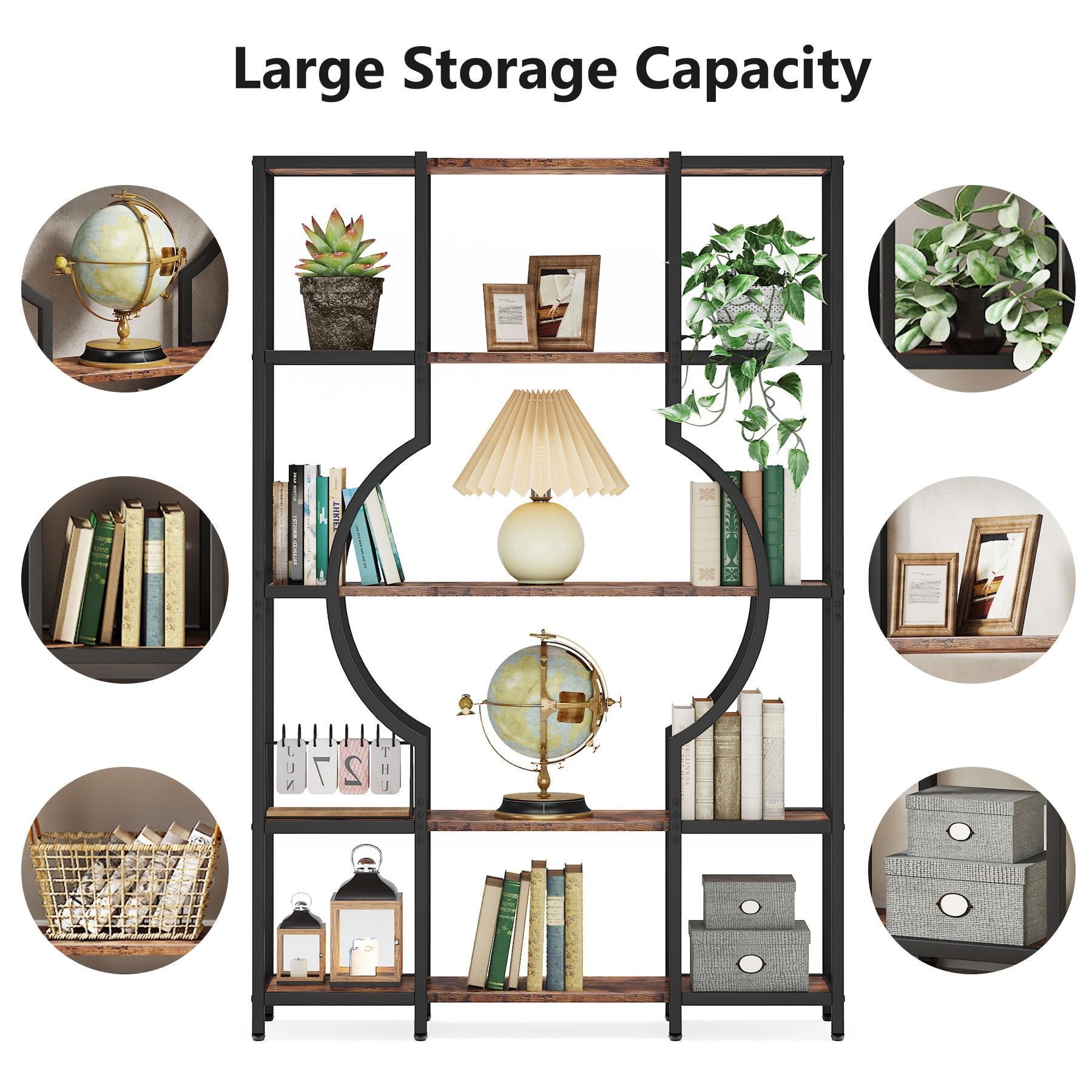 Tribesigns 5-Tier Bookshelf and Bookcase, Wooden Book Shelf with 12 Open Display Shelves