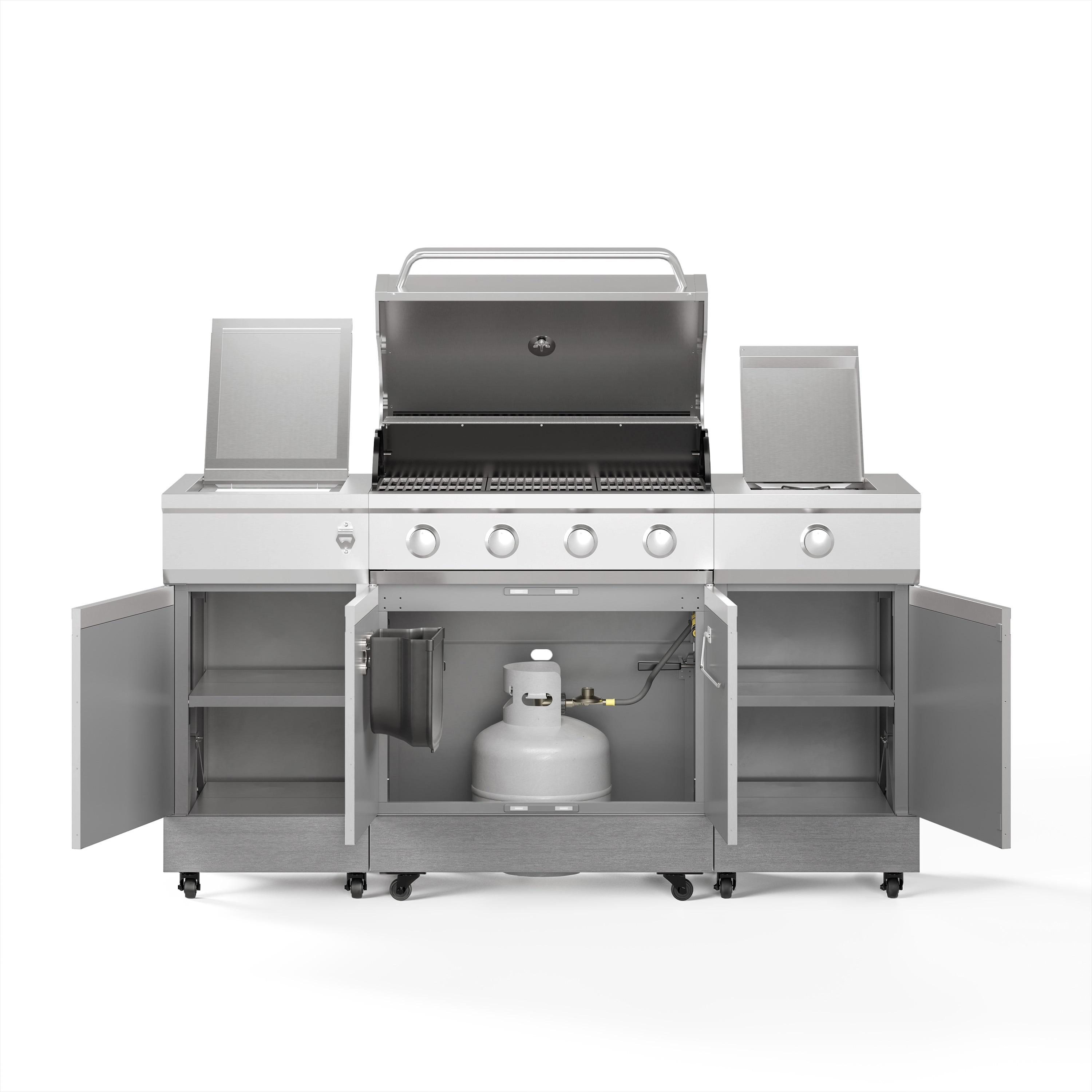 TYTUS Fresno 4 - Burner Freestanding Propane Gas Grill with Side Burner and Cabinet