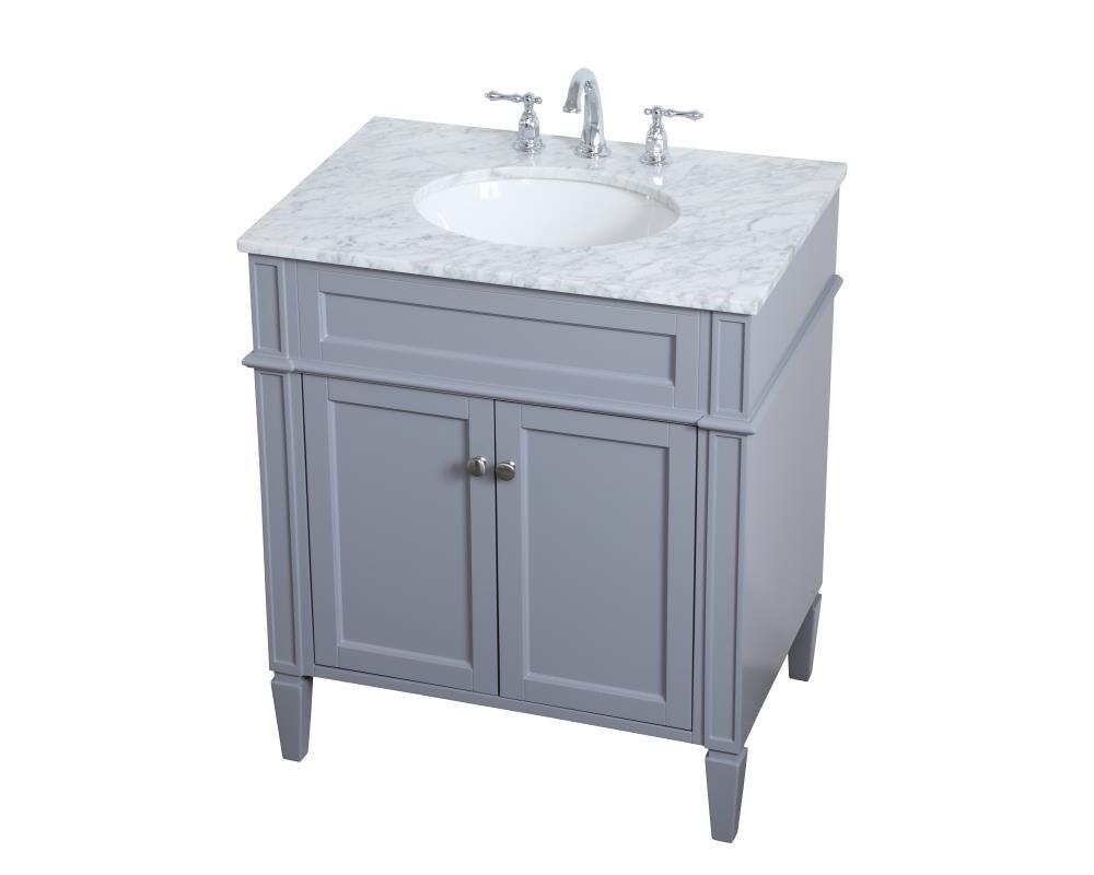 Elegant Decor Williams 30" Single Marble Top Bathroom Vanity in Gray