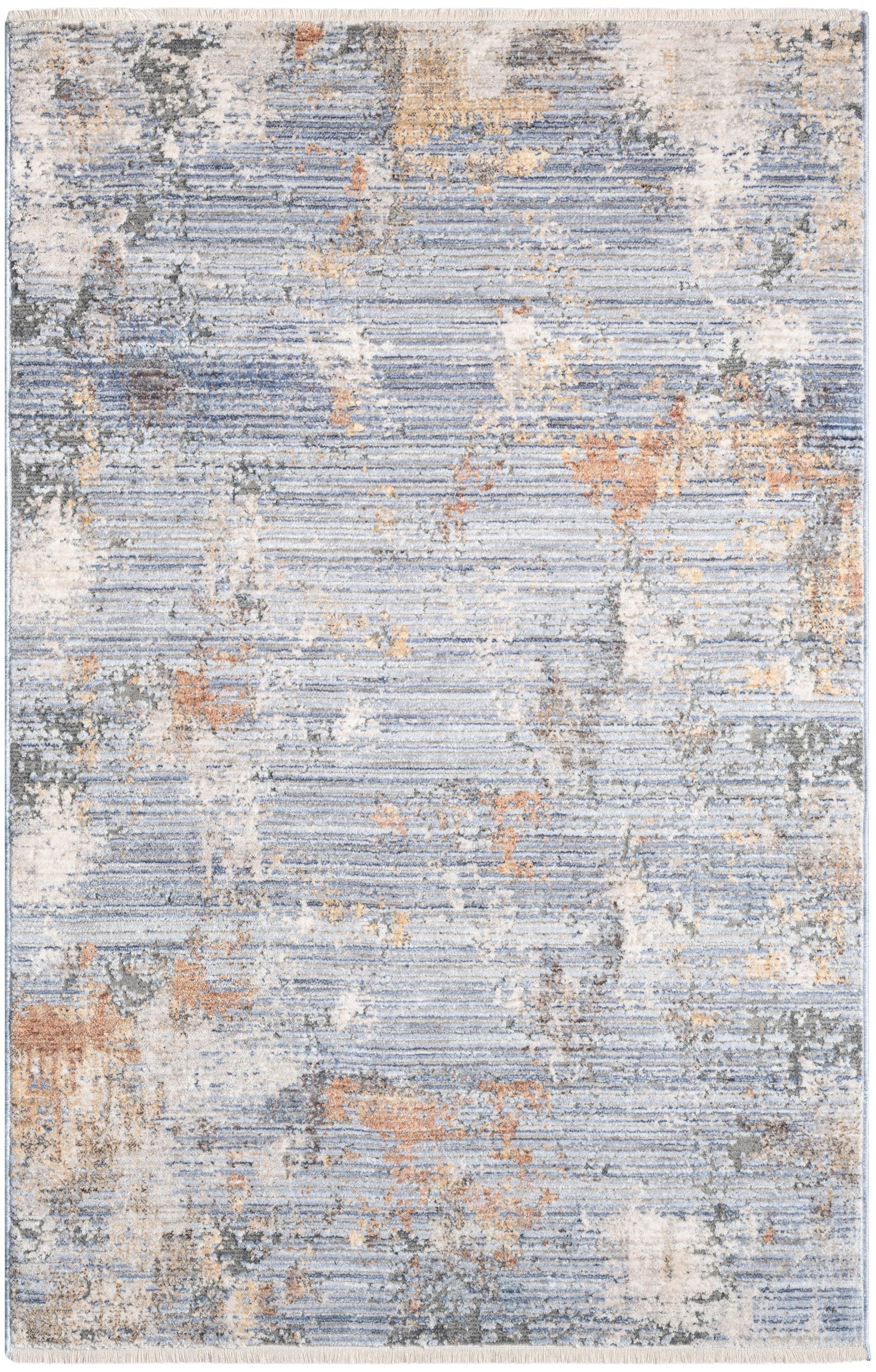 Nourison Modern Abstract Indoor Rug Grey Blue 2'6" x 4'