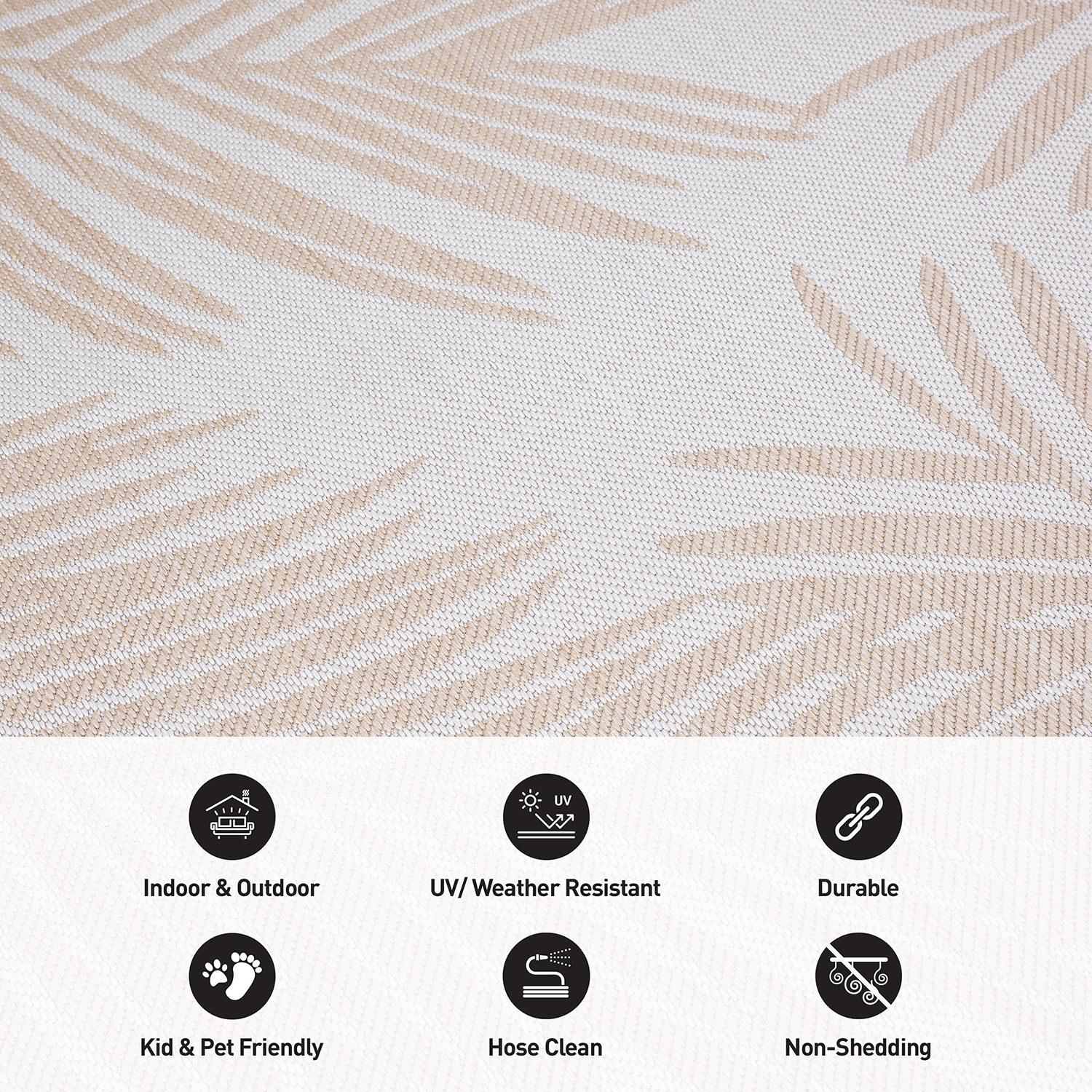 World Rug Gallery Contemporary Distressed Leaves Textured Flat Weave Indoor/Outdoor Area Rug - NATURAL 2'x7'