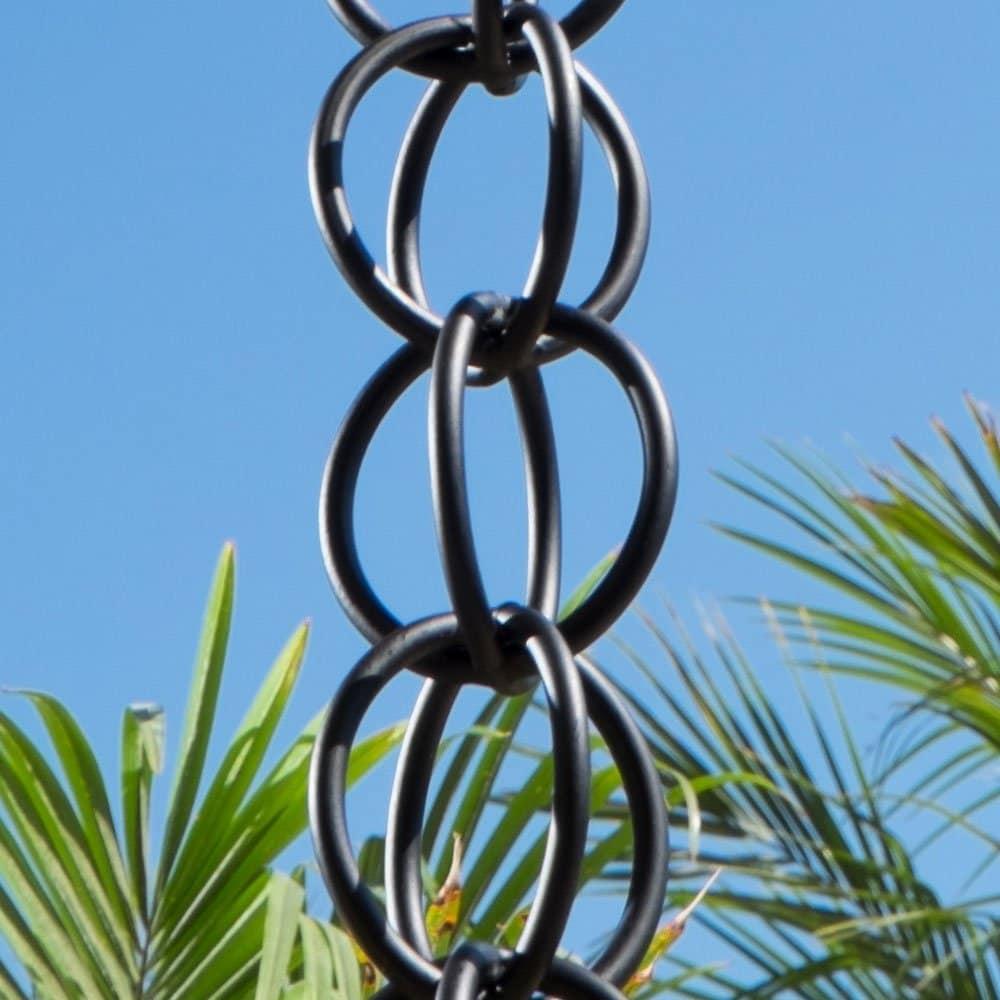 Monarch Rain Chains Aluminum Traditional Link Rain Chain, 8.5 ft Black Powder Coated Aluminum Decorative Rain Catcher Chain for Gutters, Black Aluminum Rain Gutter Replacement Downspout