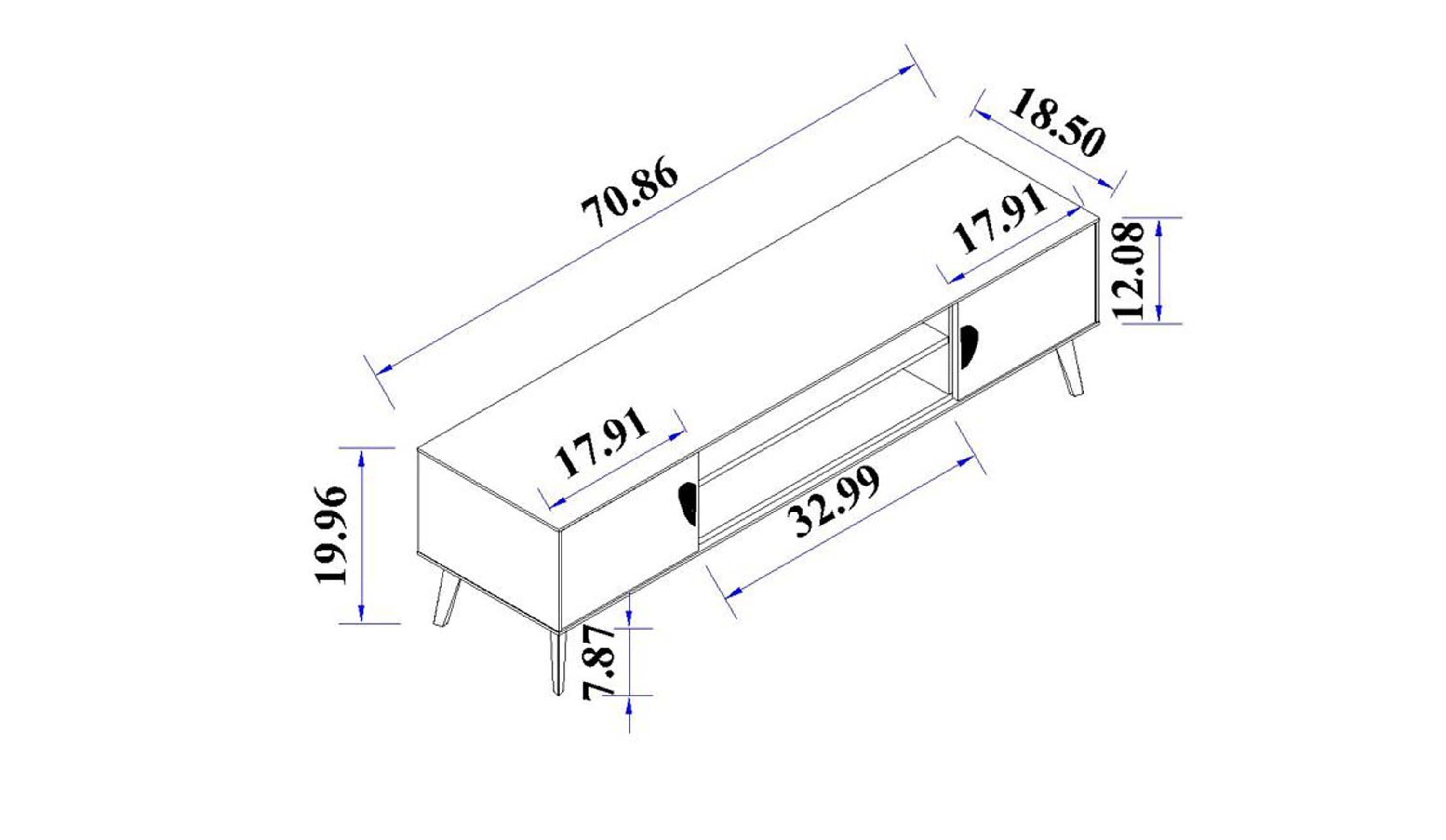 Manhattan Comfort 70.9" Haley TV Stand for TVs up to 55" White