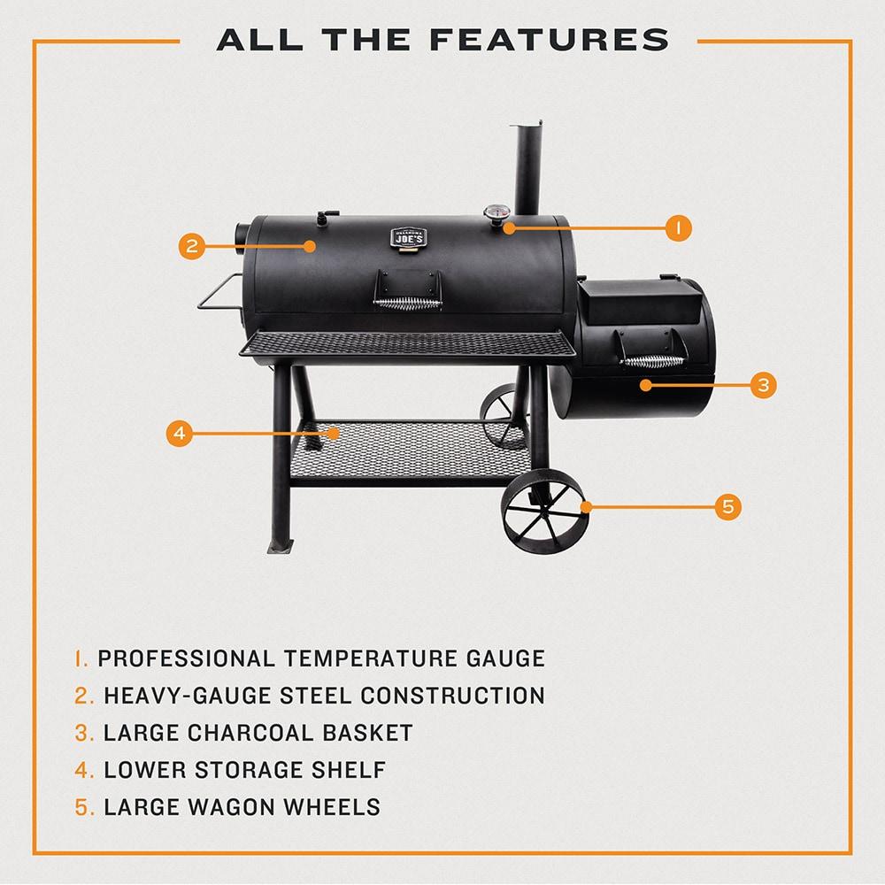 Oklahoma Joe's Oklahoma Joe's 1060 sq. in. Longhorn Reverse Flow Offset Smoker, Black