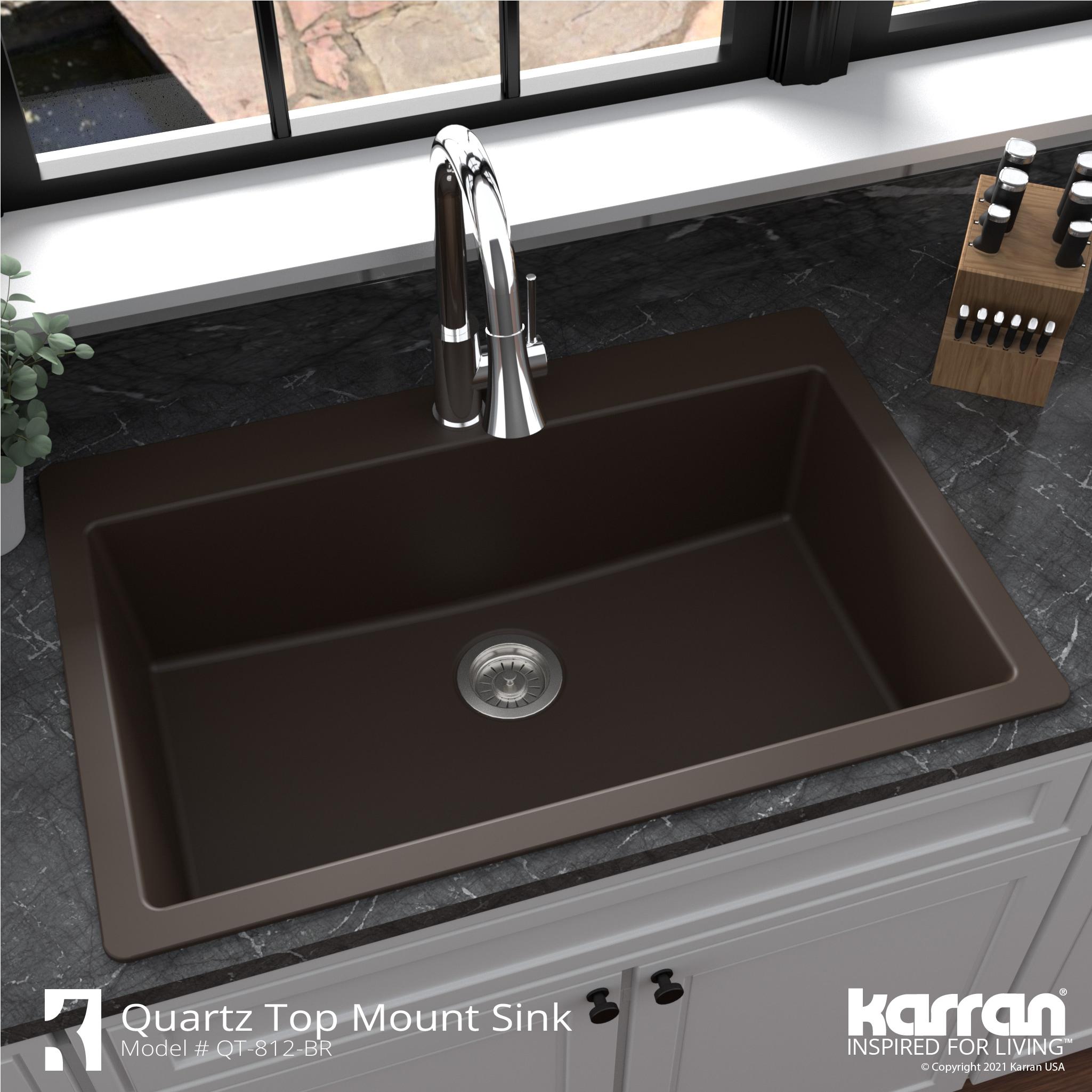 Karran Quartz 33'' X 22'' Large Single Bowl Drop-in Kitchen Sink