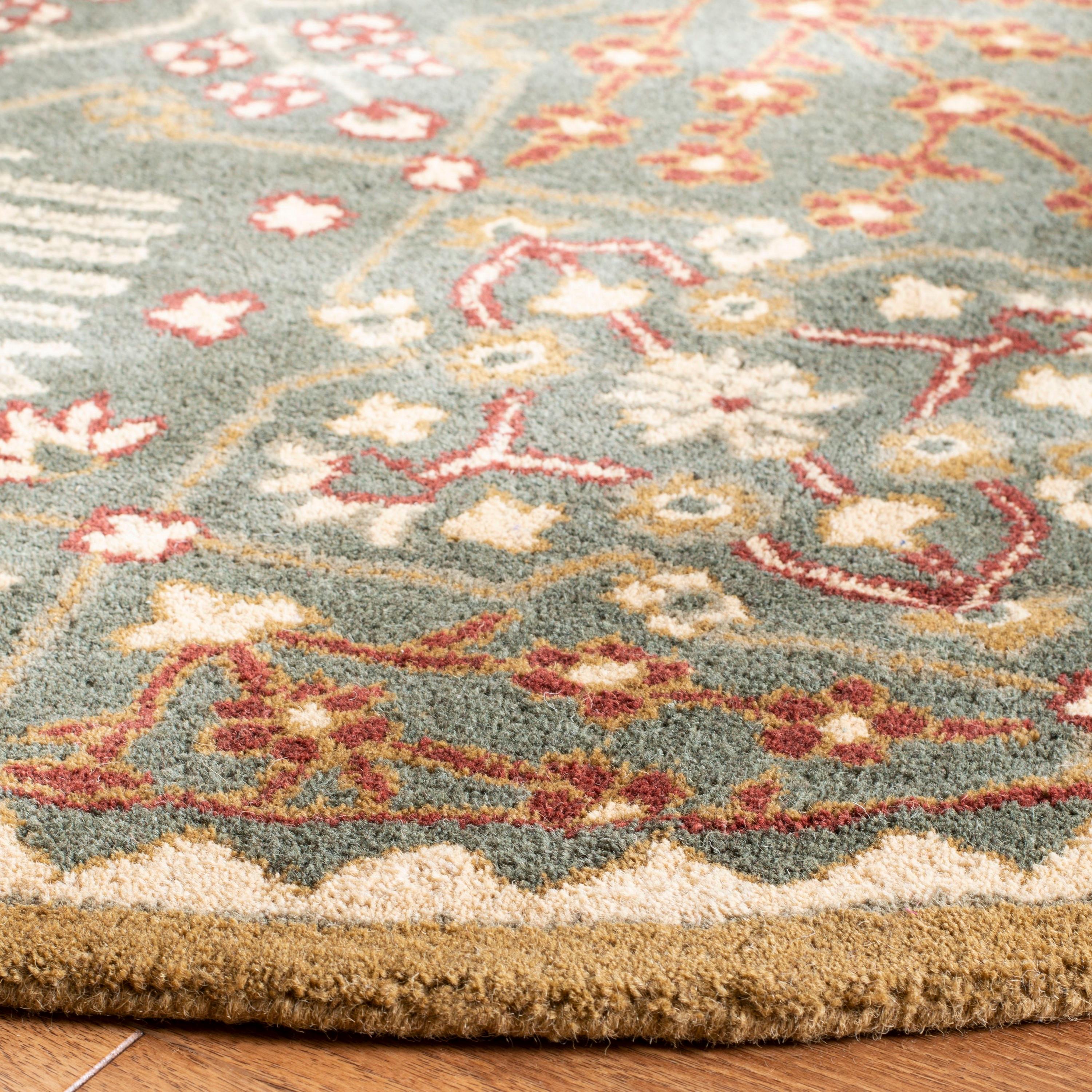 Antiquity AT613 Hand Tufted Area Rug - Light Blue/Gold - 8' round - Safavieh.