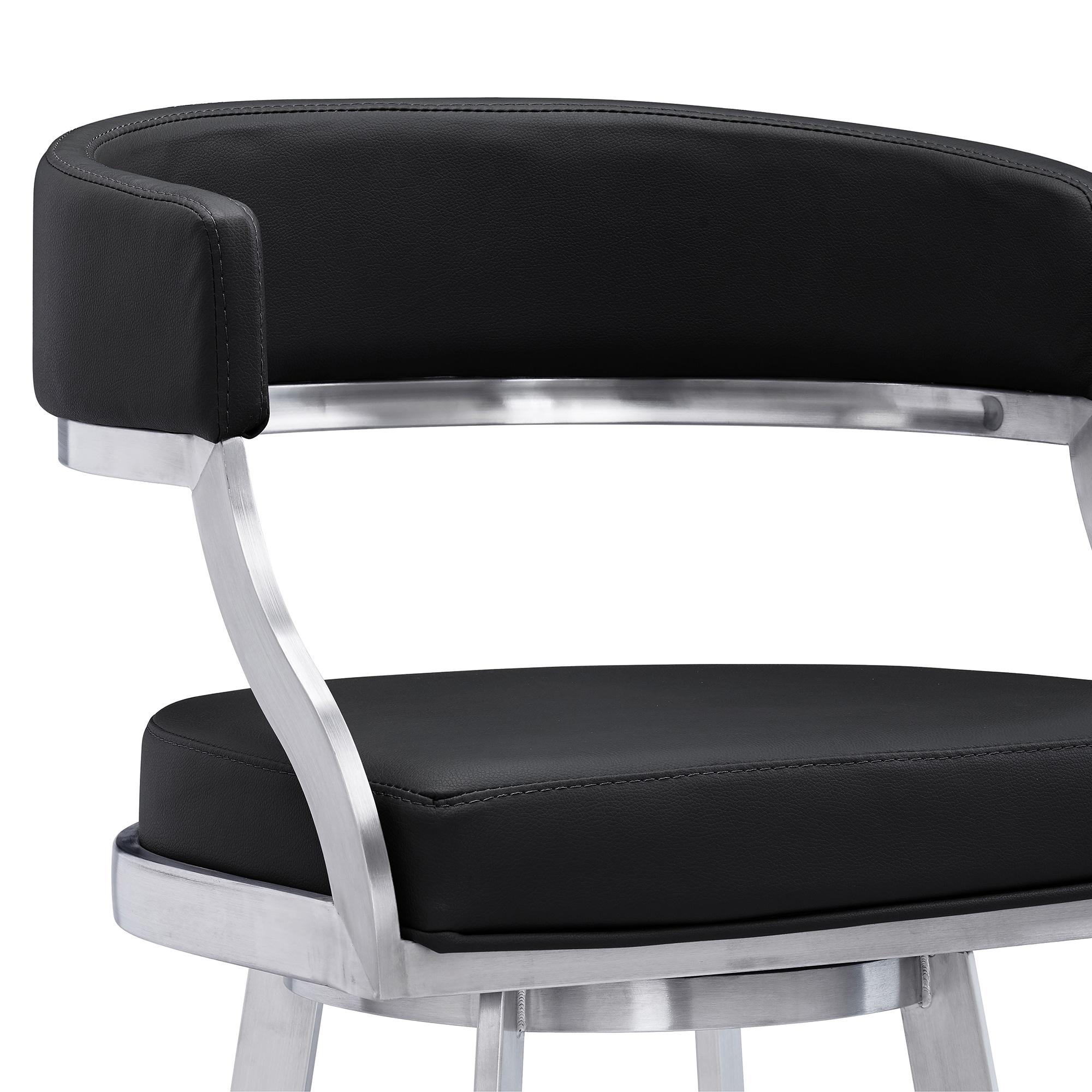 26" Saturn Faux Leather Counter Height Barstool: Swivel, Low Back, Armen Living