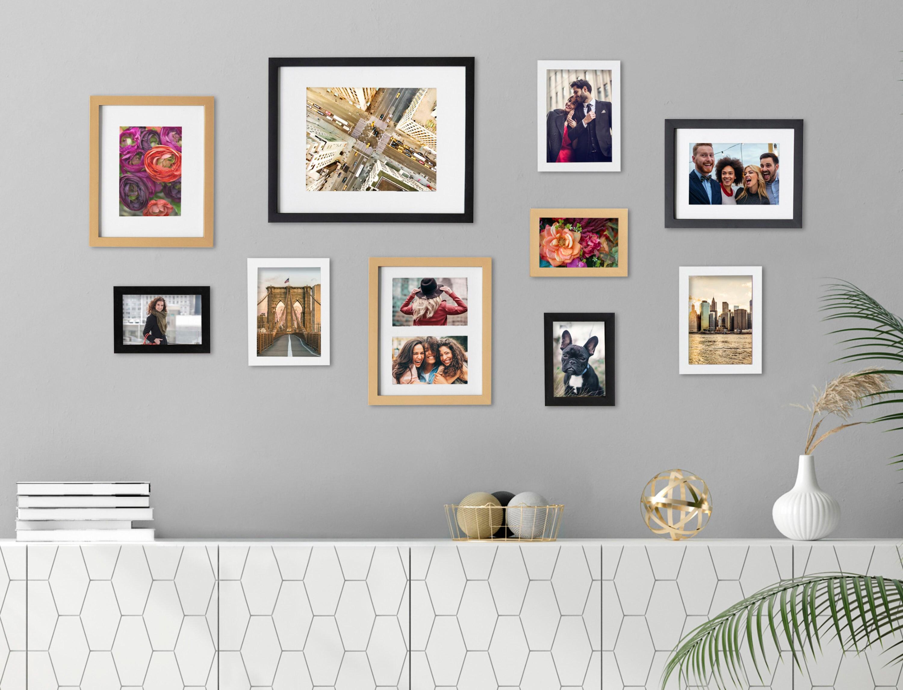 Kate and Laurel Gallery Modern Glam Frame Set, Set of 10, Black, White, and Gold