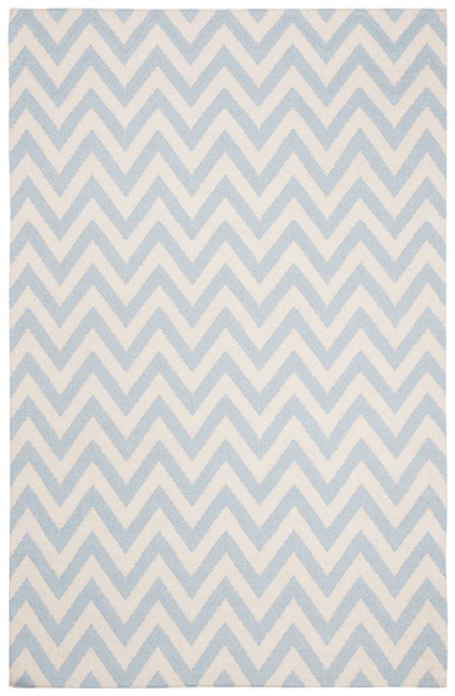 SAFAVIEH Dhurrie Bentley Chevron Zigzag Wool Area Rug, Blue/Ivory, 5' x 8'