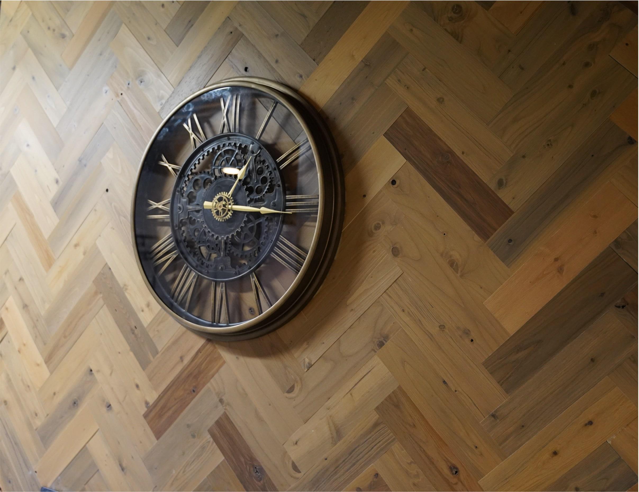 Timberchic River Reclaimed Wooden Wall planks - Simple Peel & Stick Wall Covering Application for DIY Accent Wall & Home Improvement - Premium Wall Paneling - Herringbone Pattern