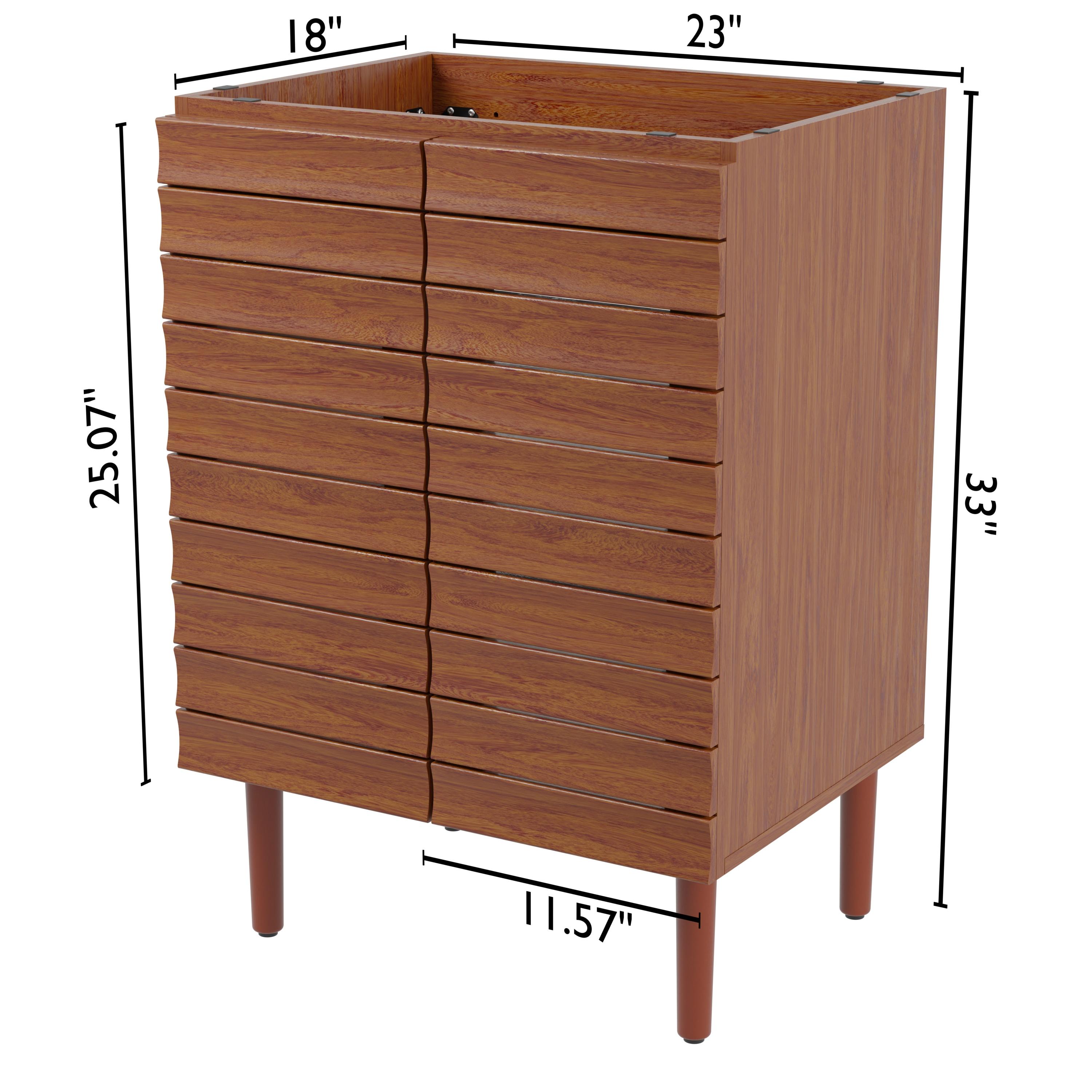 Aubert 24" Slat Modern Farmhouse 2-Shelf Bath Vanity Cabinet Only (Sink Basin not Included)