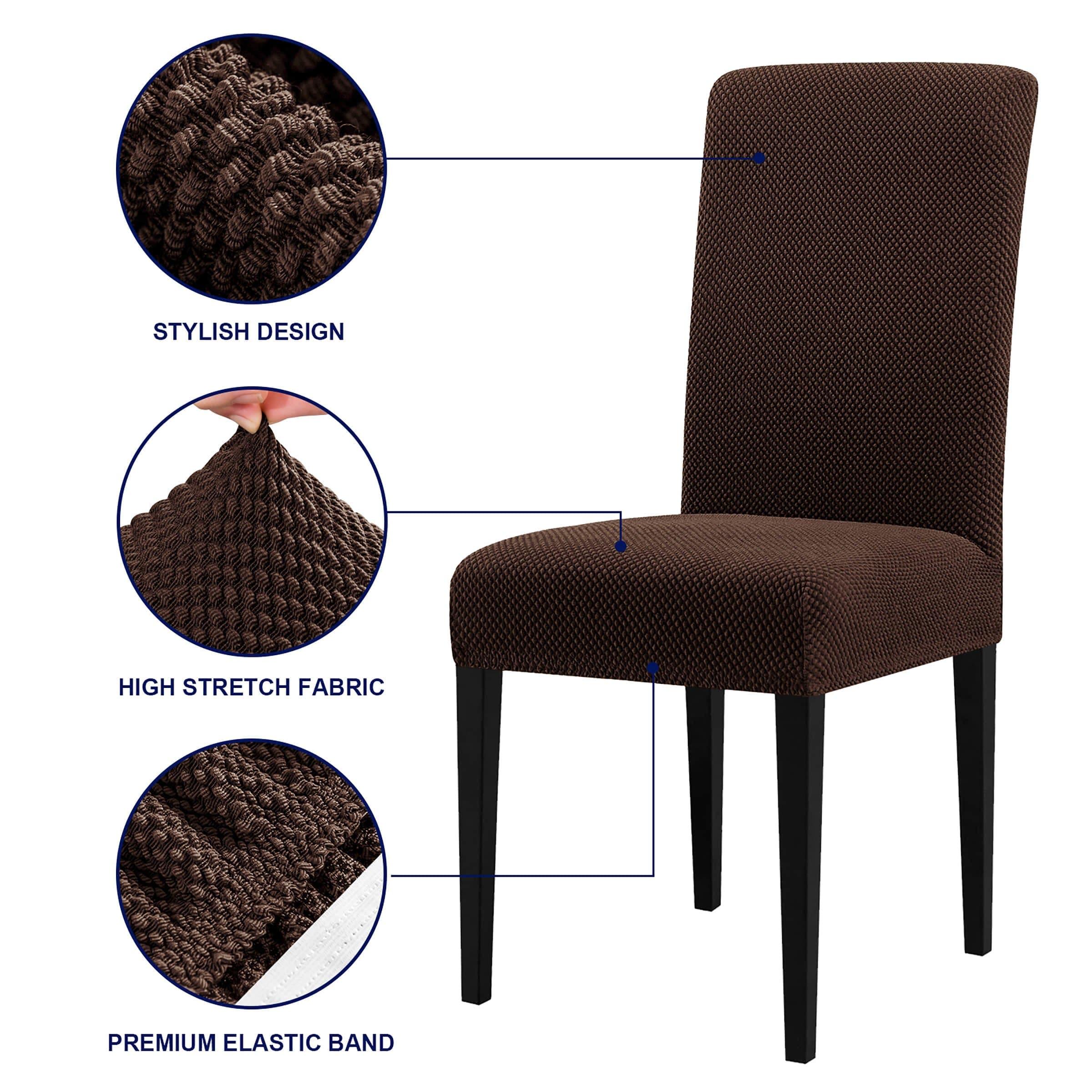 Subrtex Stretch Textured Grain Dining Chair Slipcover (Set of 2, Chocolate)