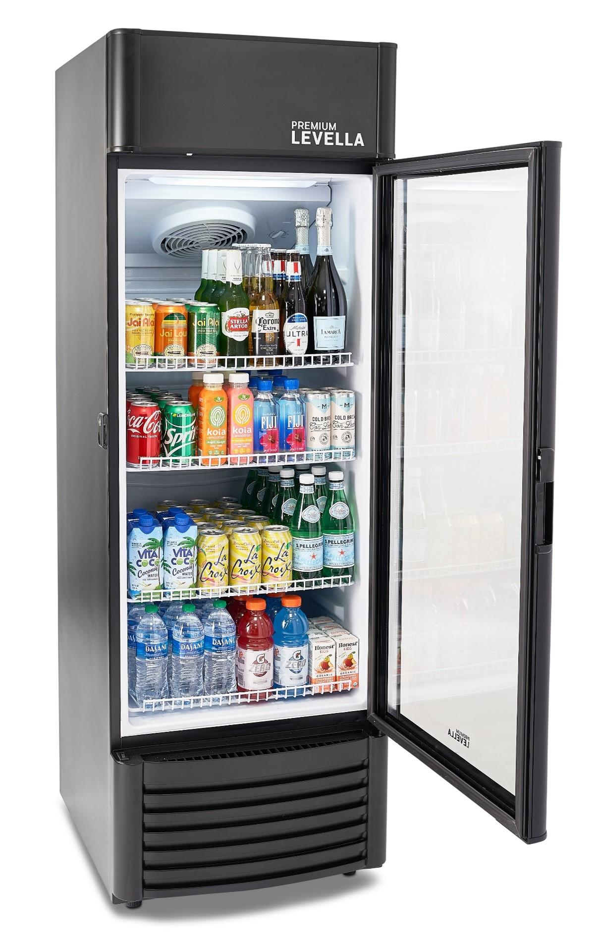Premium Levella 9.0 cu ft 1-Glass Door Commercial Refrigerator, Matte Black