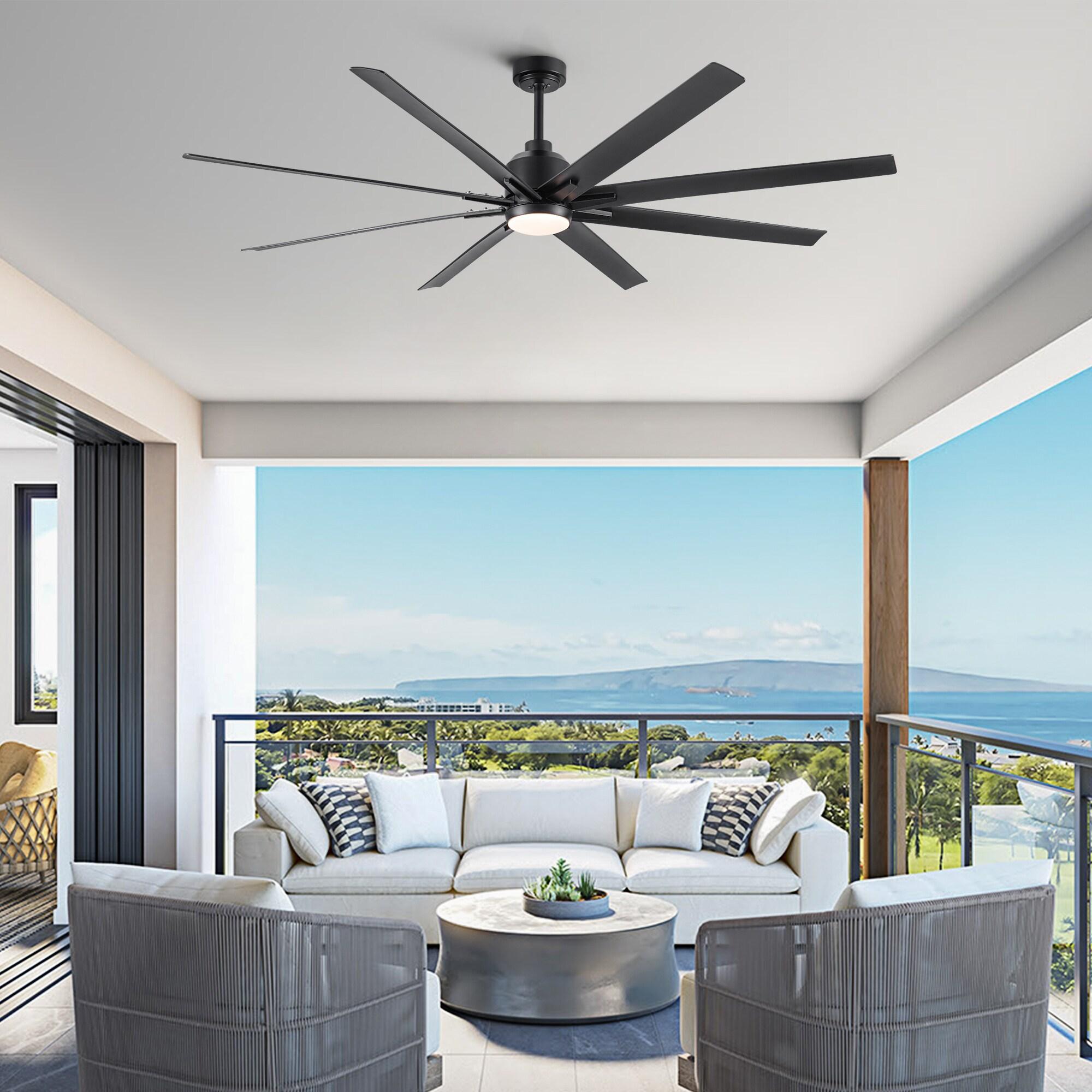 Wellspeed 72 in. Large Ceiling Fan with Integrated LED and 8 Blade, for Mordern Indoor/Outdoor, Black