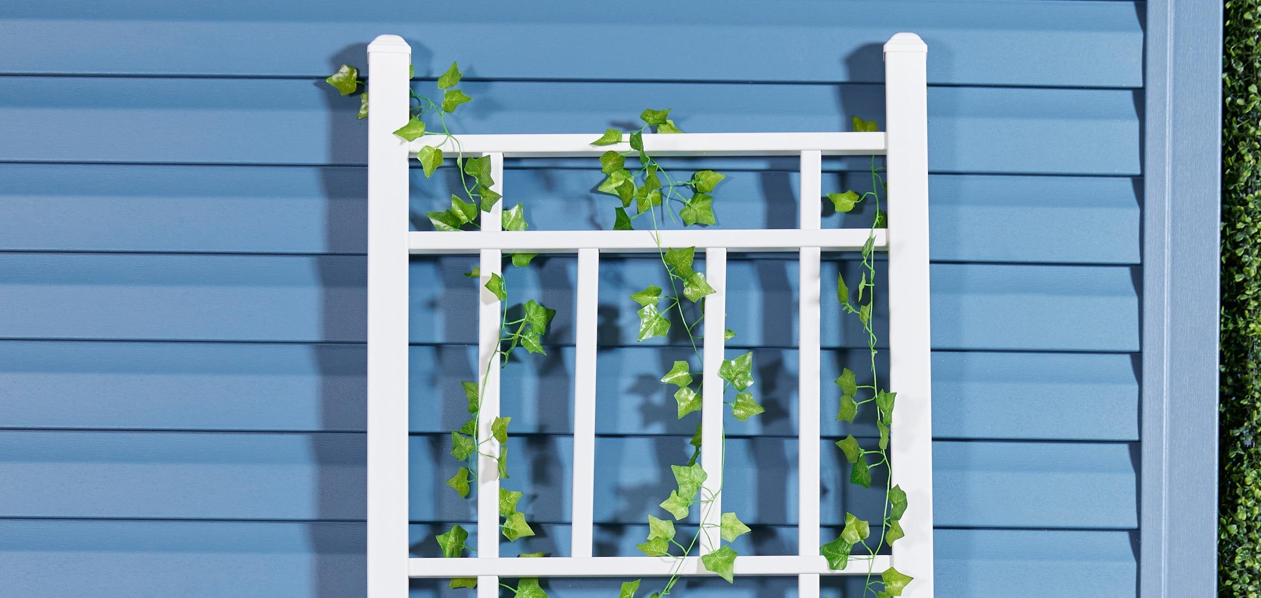 Dura-Trel Wellington 28"x75" Indoor Outdoor Garden Trellis Plant Support for Vines & Climbing Plants, Flowers, & Vegetables w/Ground Stakes White