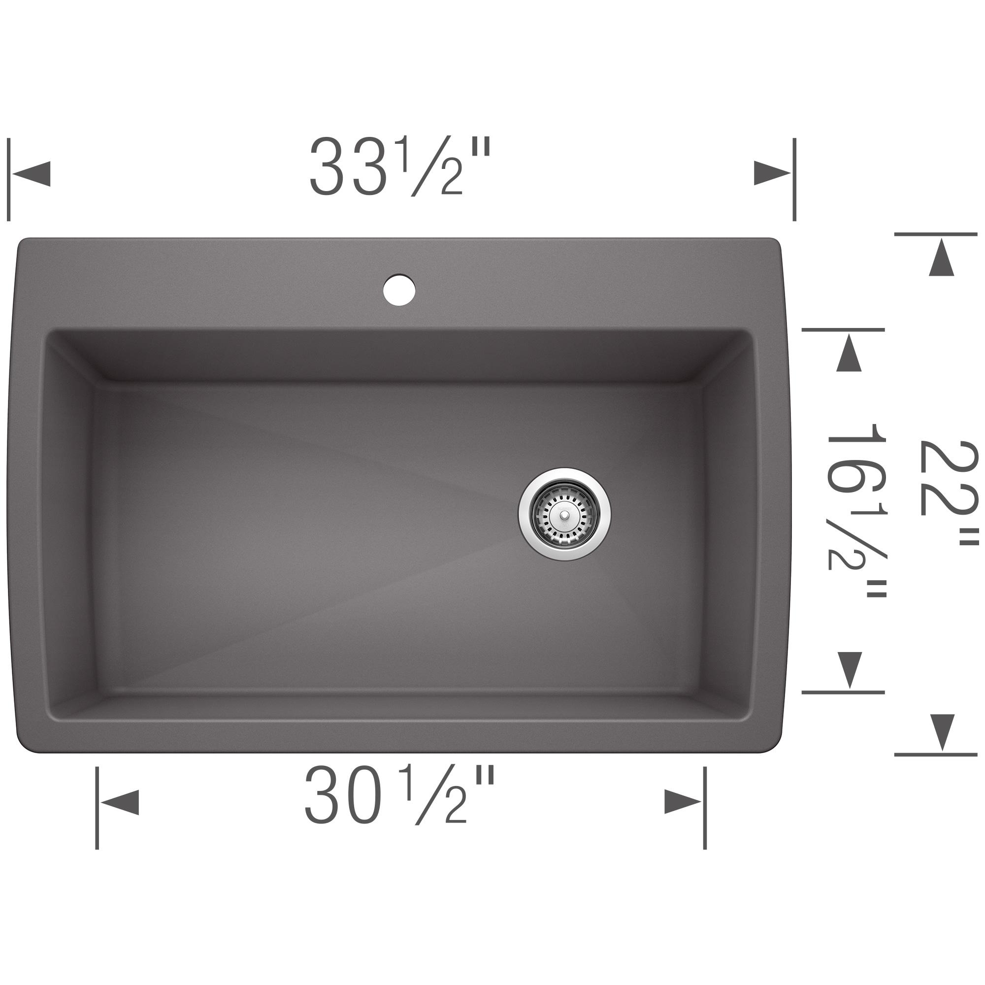 Diamond SILGRANIT 33.5" L x 22" W Super Single Drop-in/Undermount Kitchen Sink