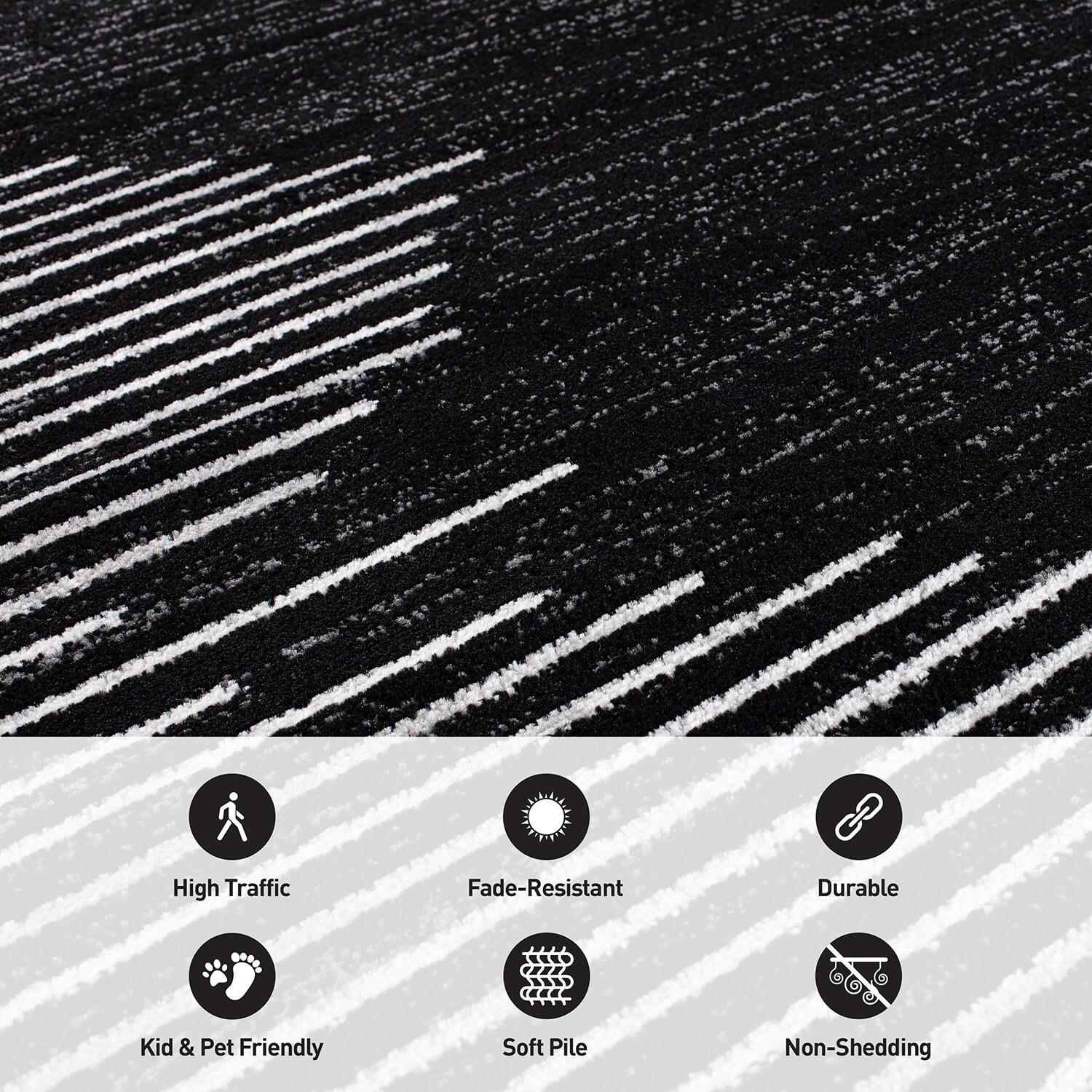 World Rug Gallery Bohemian Stripe Area Rug - Black 5' x 7'