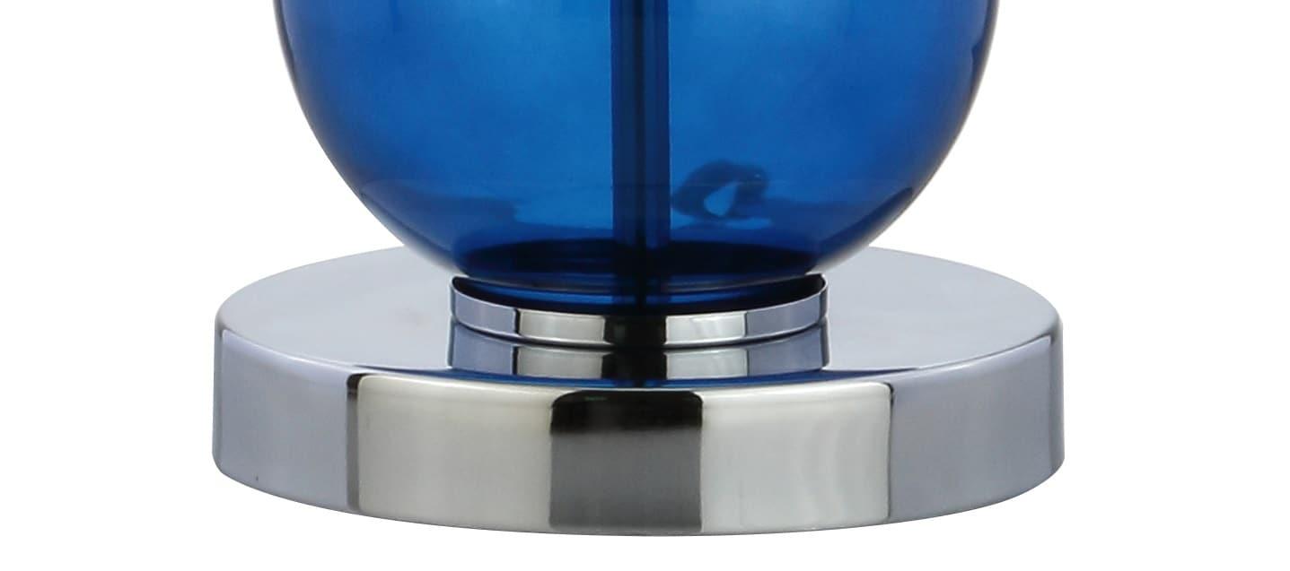JONATHAN Y Bella 27" Glass Triple-Sphere LED Table Lamp, Cobalt Blue/Chrome (Set of 2)