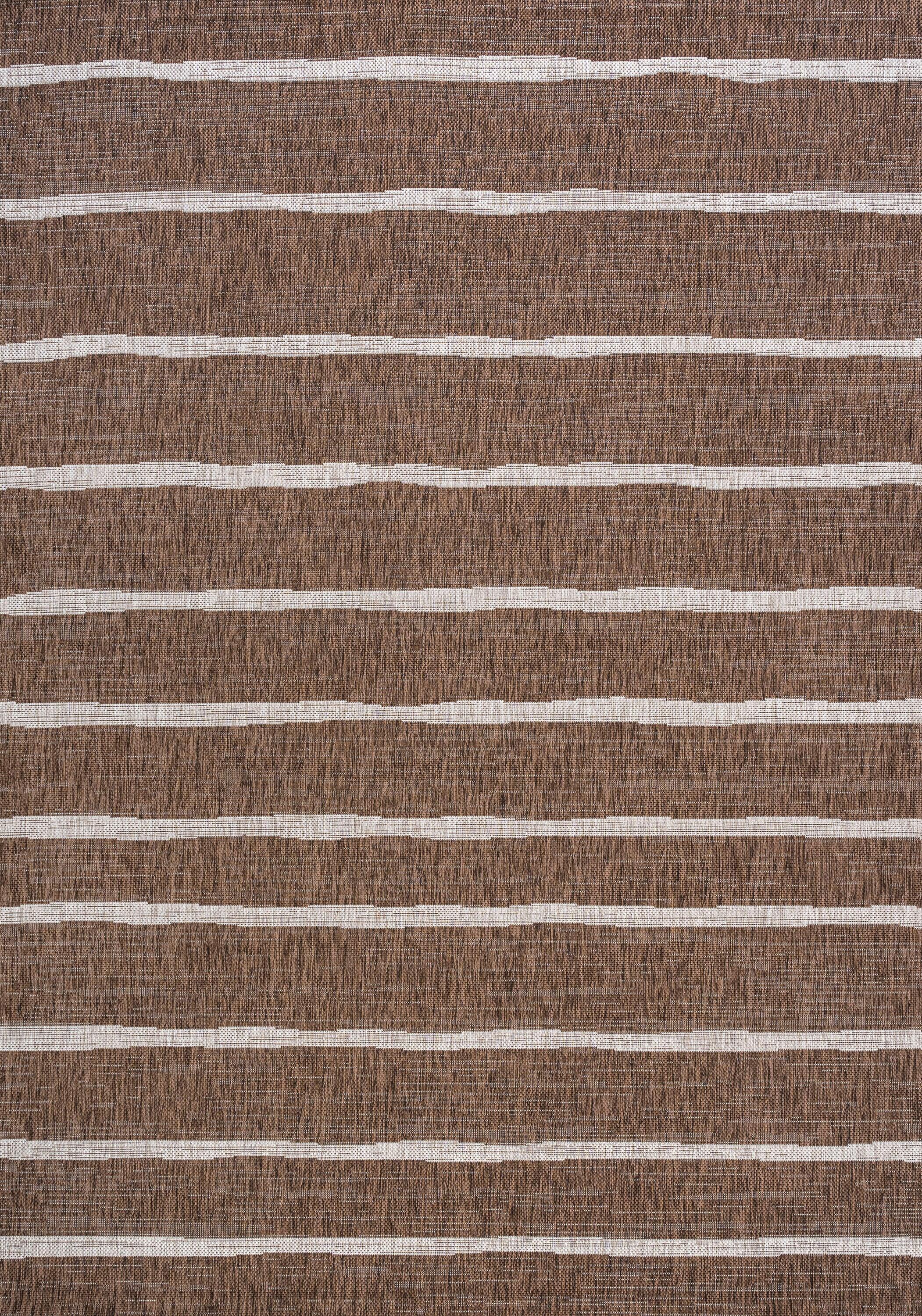 4'x6' Colonia Berber Stripe Indoor/Outdoor Area Rug, Brown/Beige - JONATHAN Y