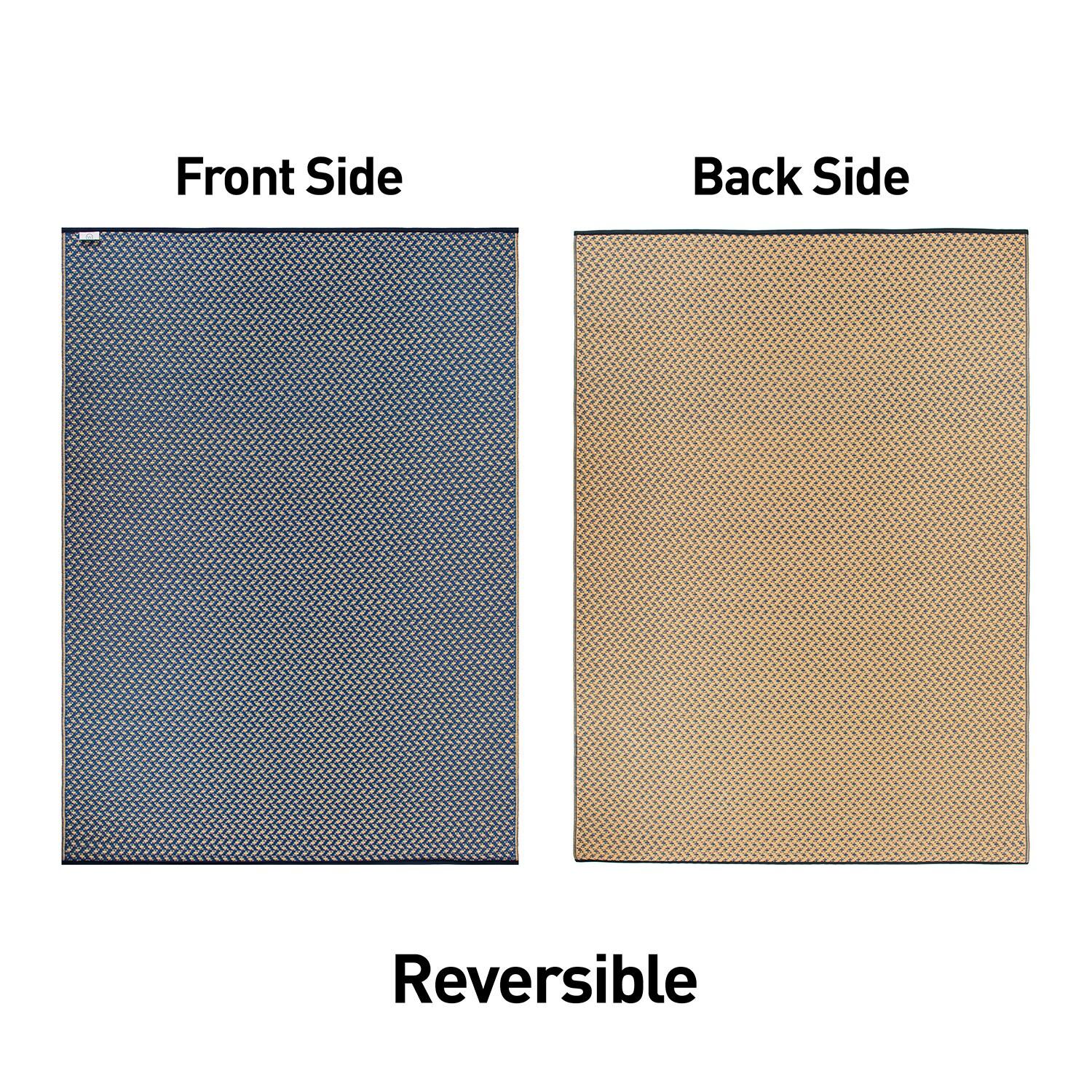 World Rug Gallery Contemporay Solid Reversible Plastic Indoor and Outdoor Rugs - NAVY 5' X 7'