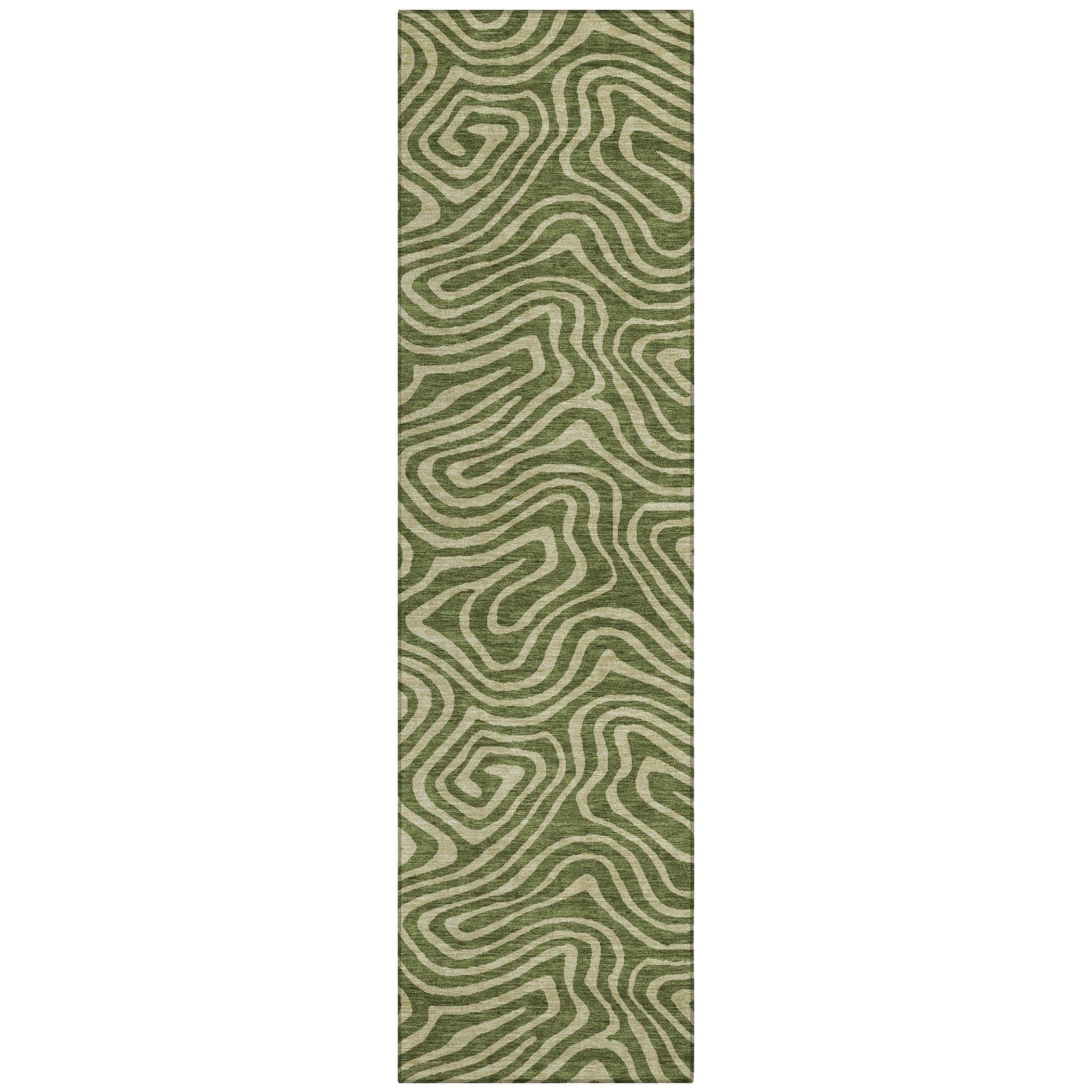 Machine Washable Indoor/Outdoor Chayden ACN1020 Olive Rug