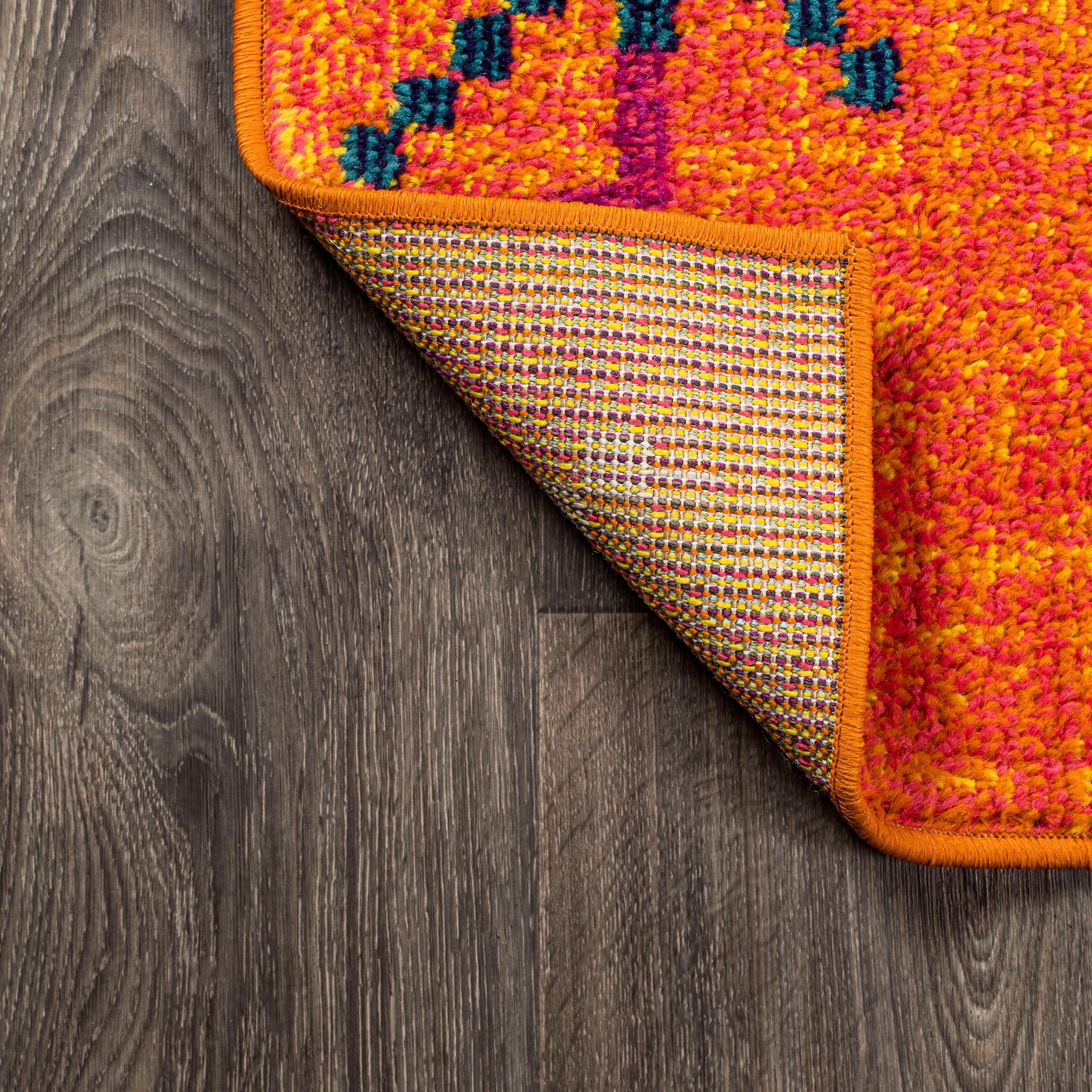 JONATHAN Y Love Geometric Orange/Multi 2 ft. x 8 ft. Runner Rug