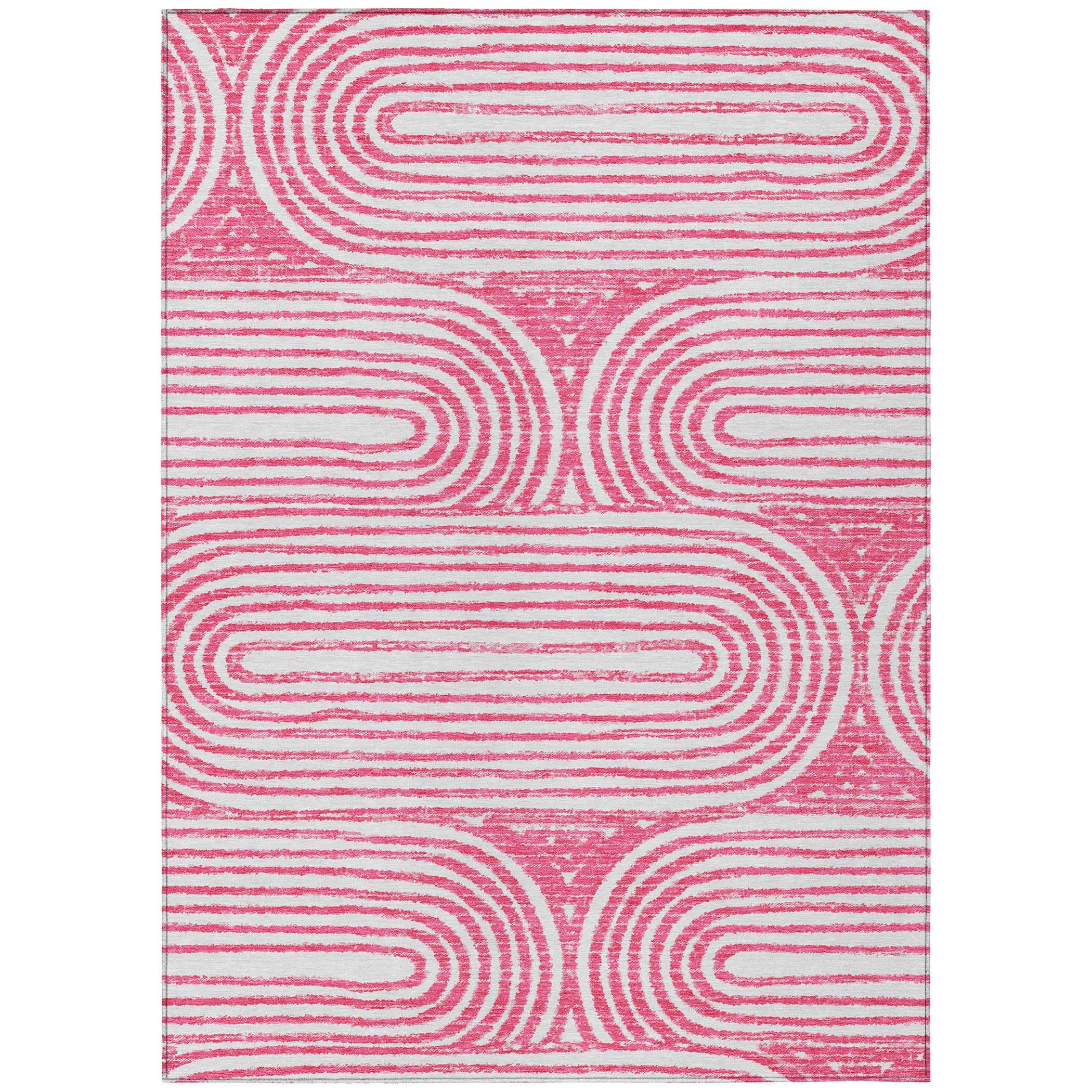 Addison Rugs Chantille ACN140 Pink 8' x 10 Indoor Outdoor Area Rug, Stain Resistant, Machine Washable, Non Shedding, Bedroom, Living Room, Dining Room, Kitchen Rug