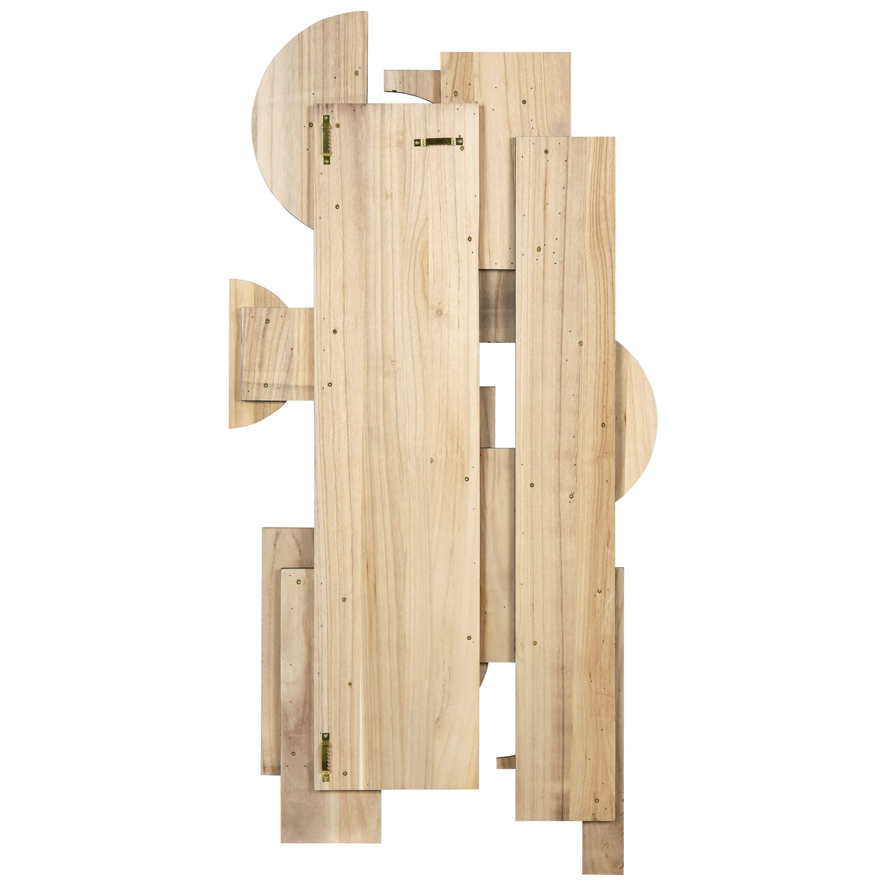 'Amber Embraces II' Hand Made & Hand Finished Dimensional Solid Paulownia Wood Abstracts Wall Art