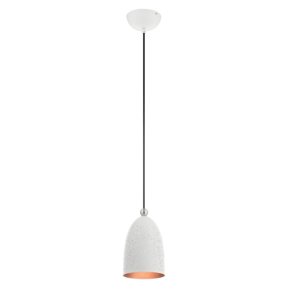 Livex Lighting Arlington 1 - Light Pendant in  White/Brushed Nickel