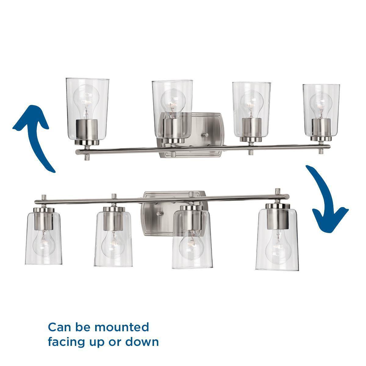 Progress Lighting Adley 4-Light Bath Vanity in Brushed Nickel with Clear Glass Shades