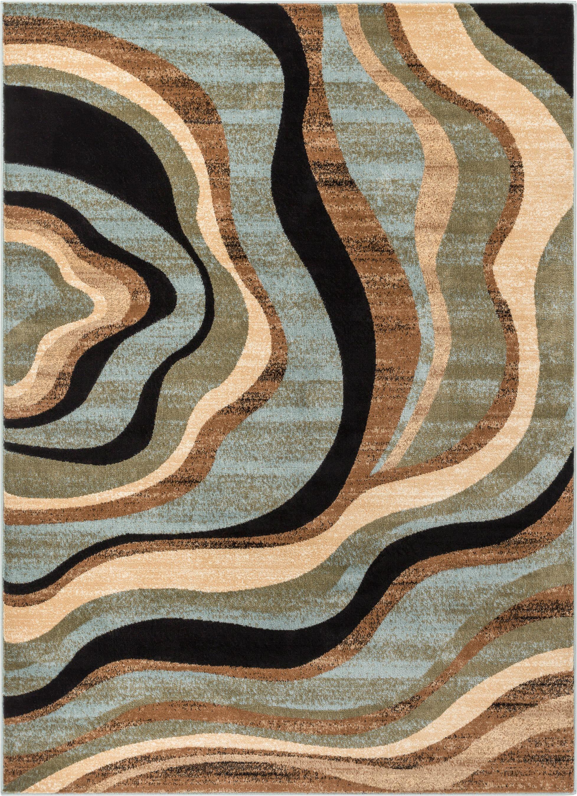 Well Woven Barclay Nirvana Waves Modern Geometric Multi Blue 5'3" x 7'3" Area Rug