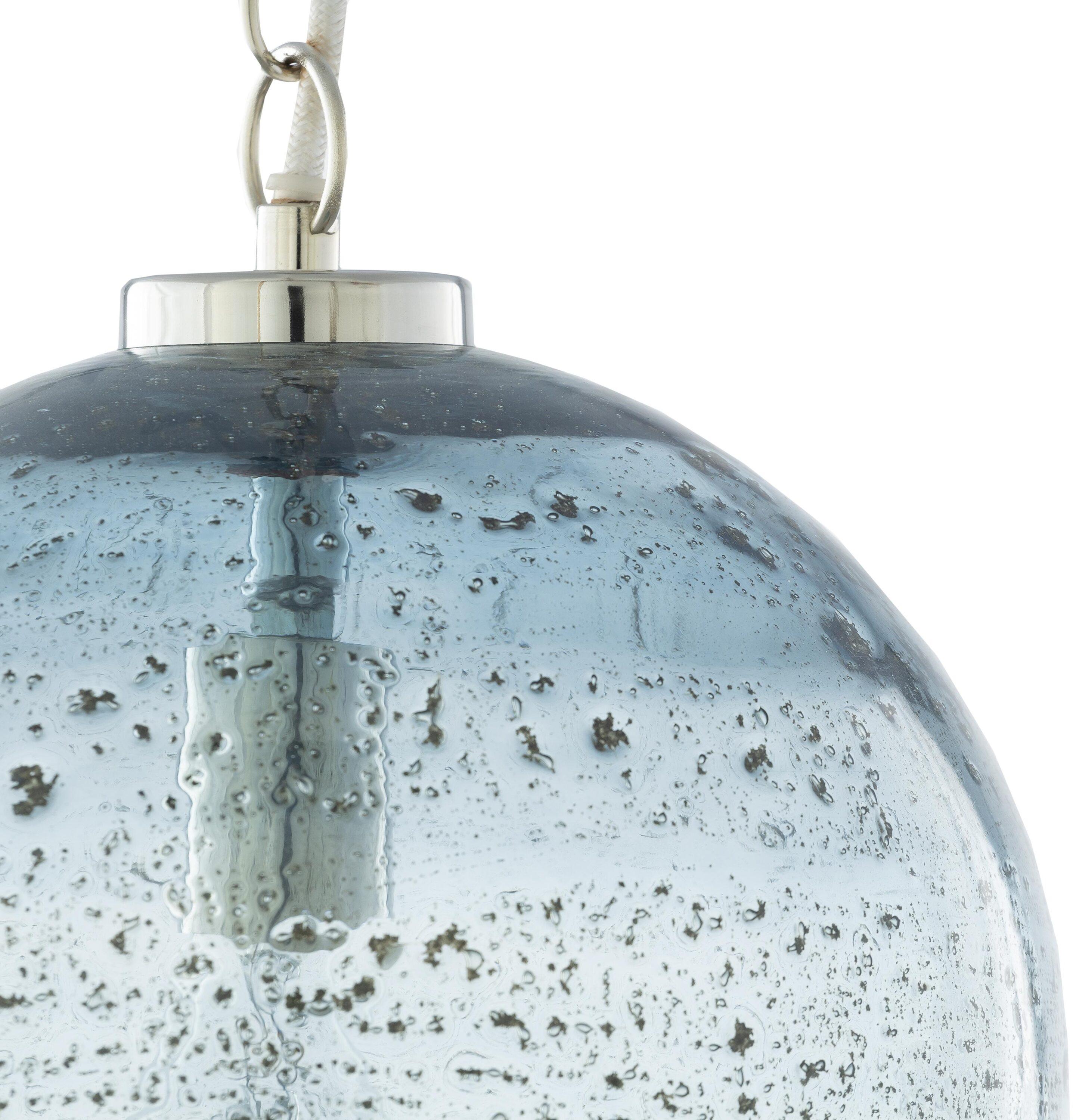 Surya Mist Contemporary Blue Glass Pendant Light