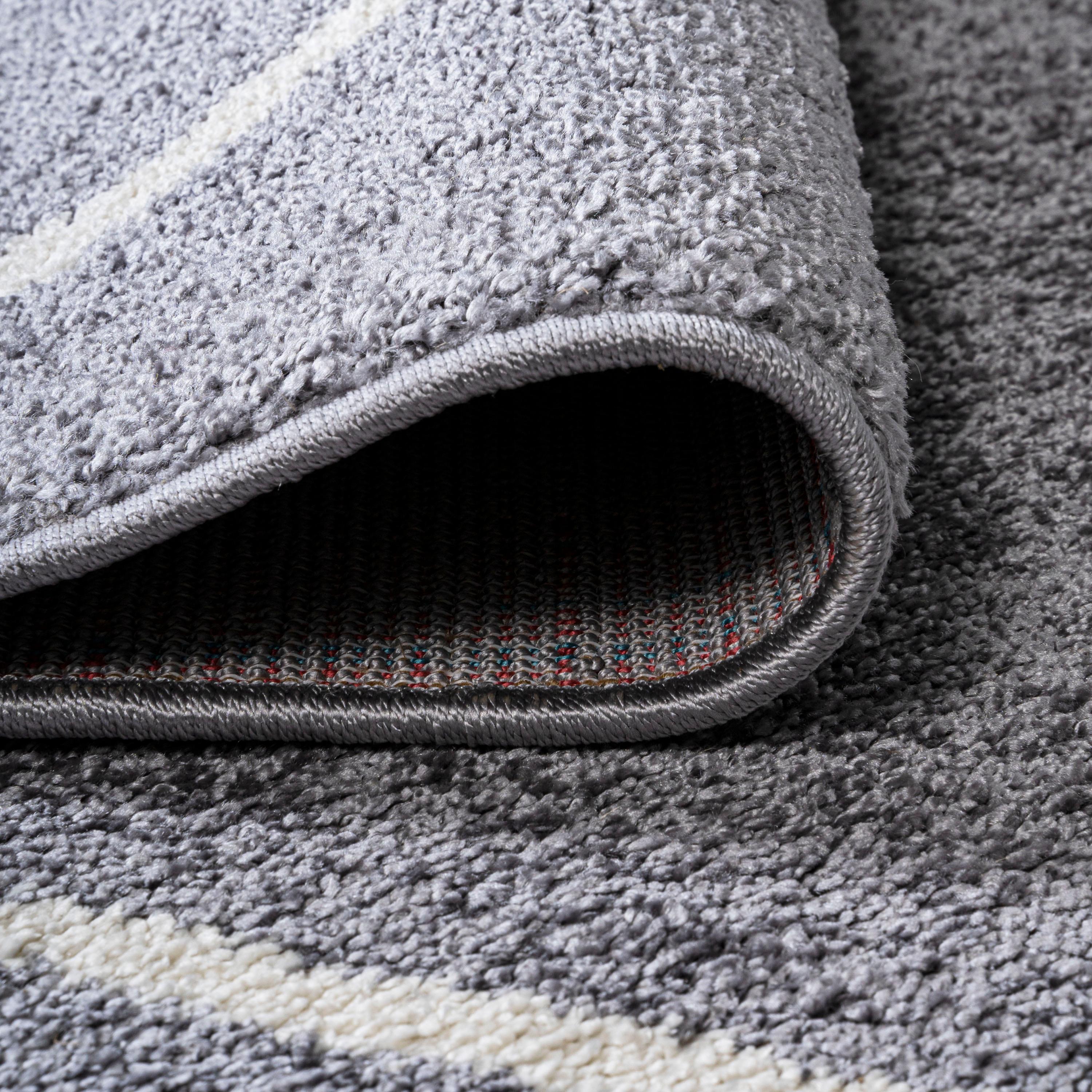 5'x8' Cole Minimalist Diamond Trellis Area Rug, Gray/White - JONATHAN Y