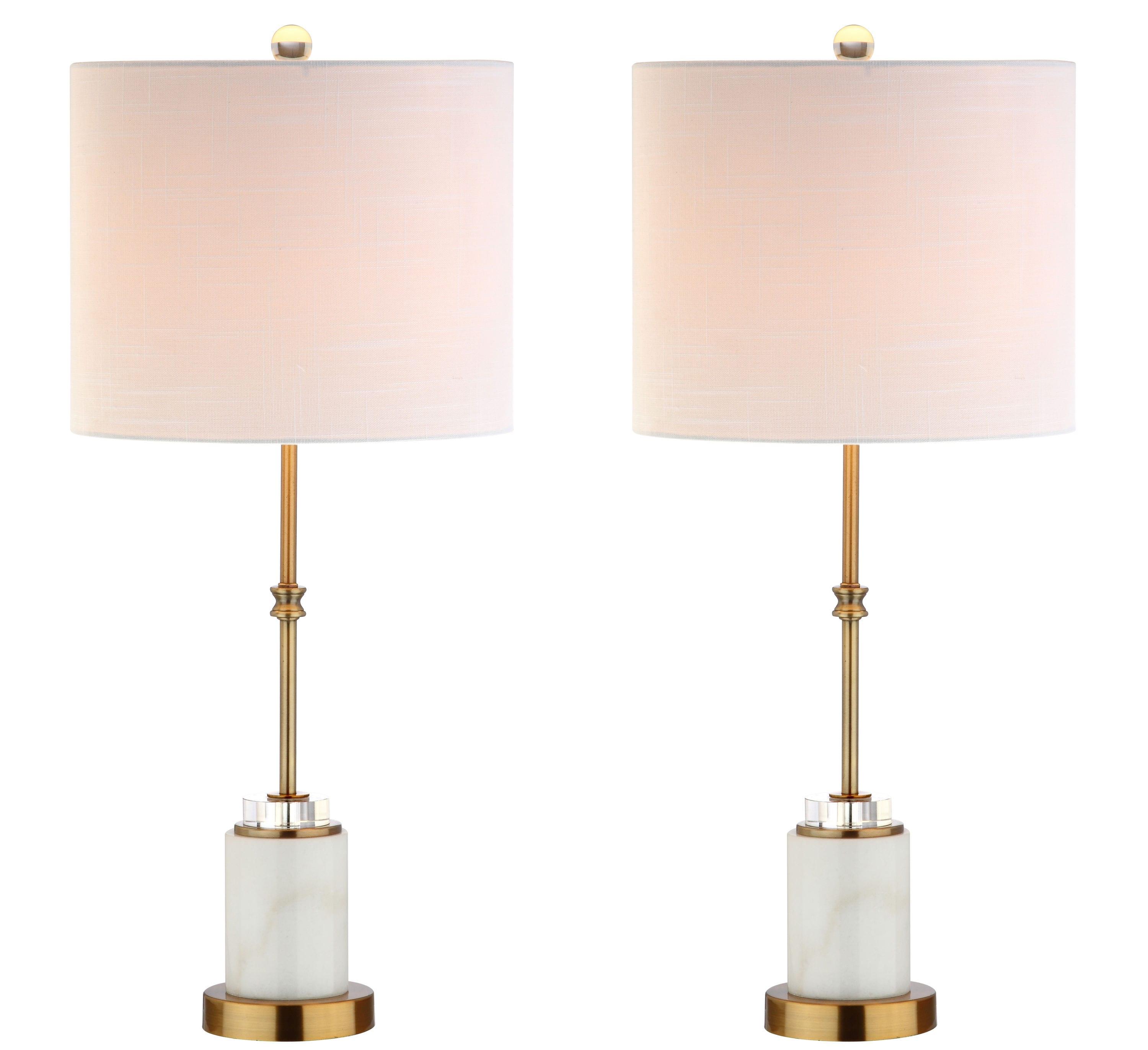 Harper 27" Marble/Crystal LED Table Lamp, Brass (Set of 2)