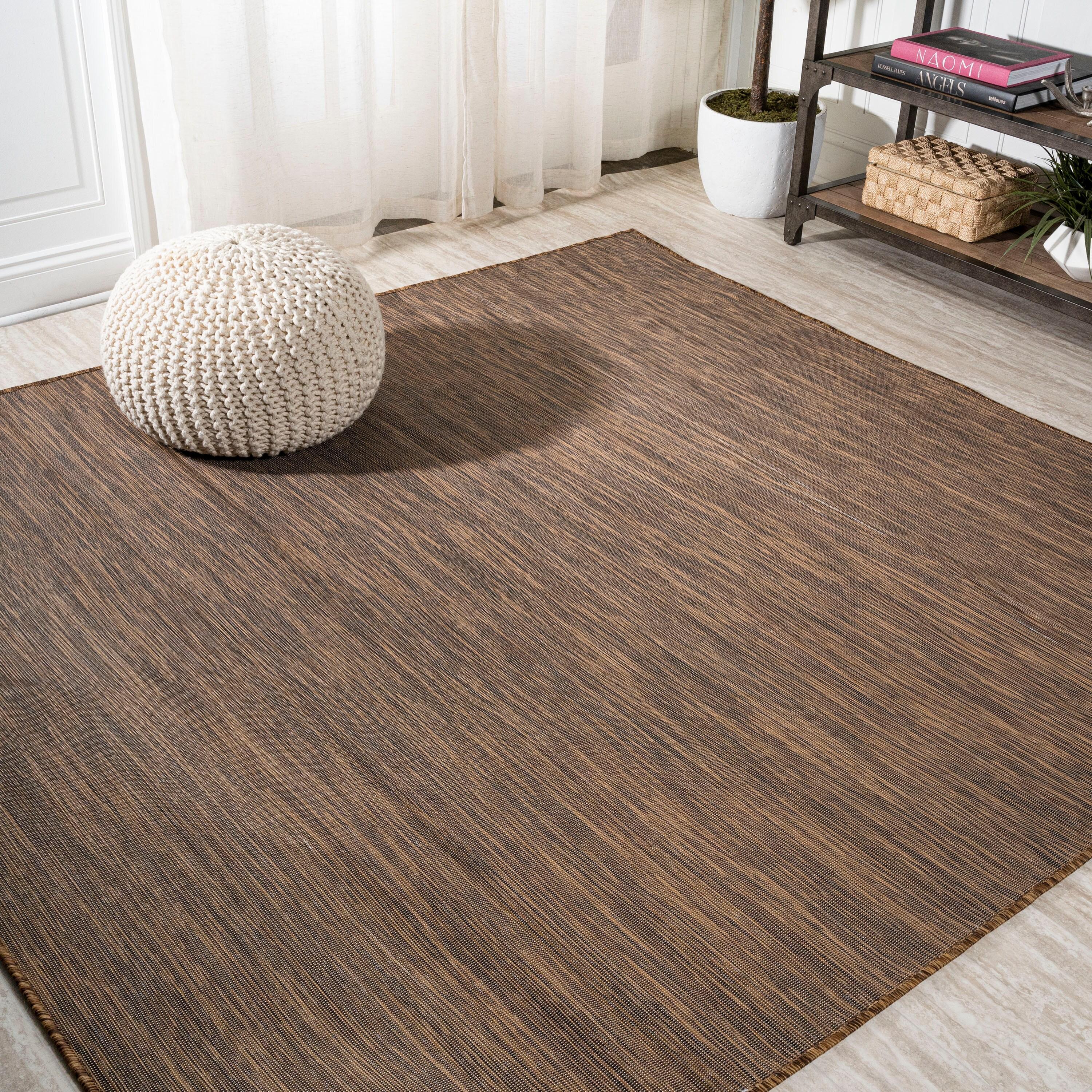 6'x6' Ethan Modern Flatweave Solid  Area Rug, Brown - JONATHAN Y